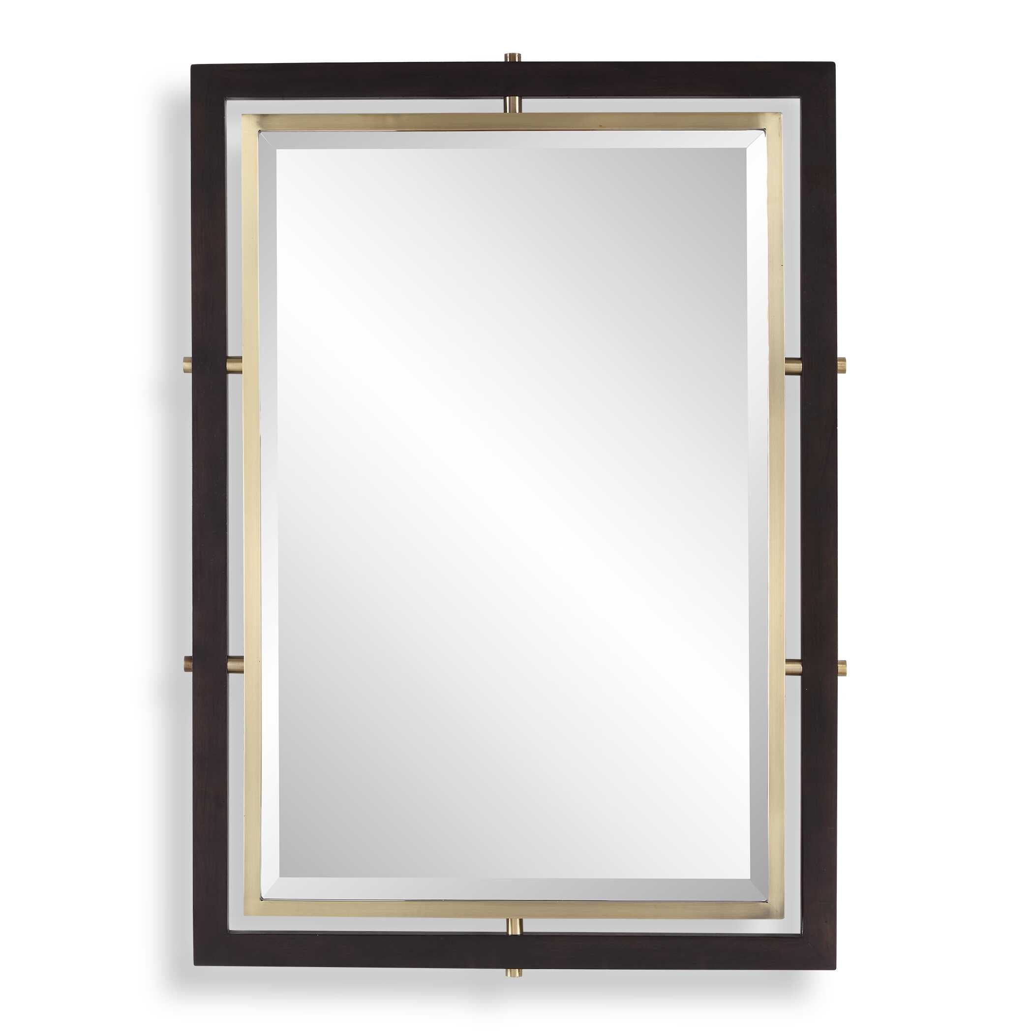 Uttermost Bach Walnut & Brass Rectangle Mirror