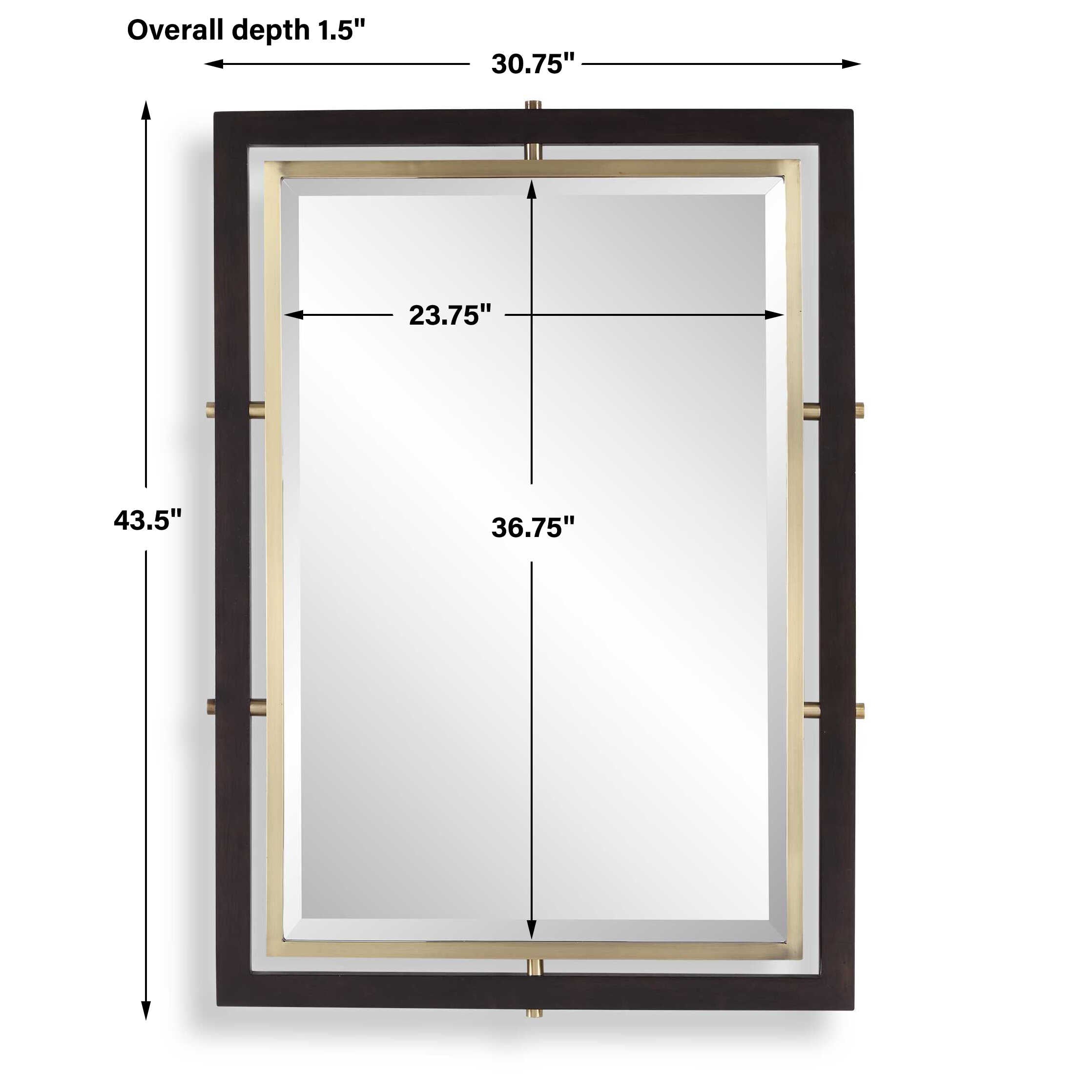 Uttermost Bach Walnut & Brass Rectangle Mirror