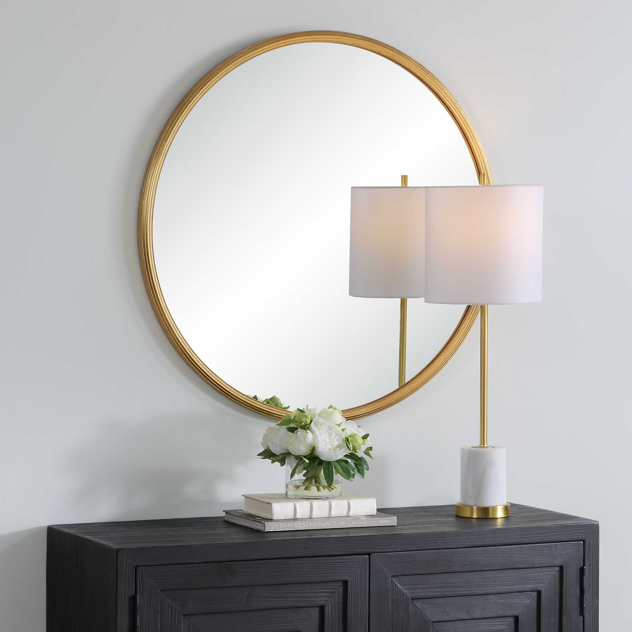 Lanvale Round Gold Iron Wall Mirror