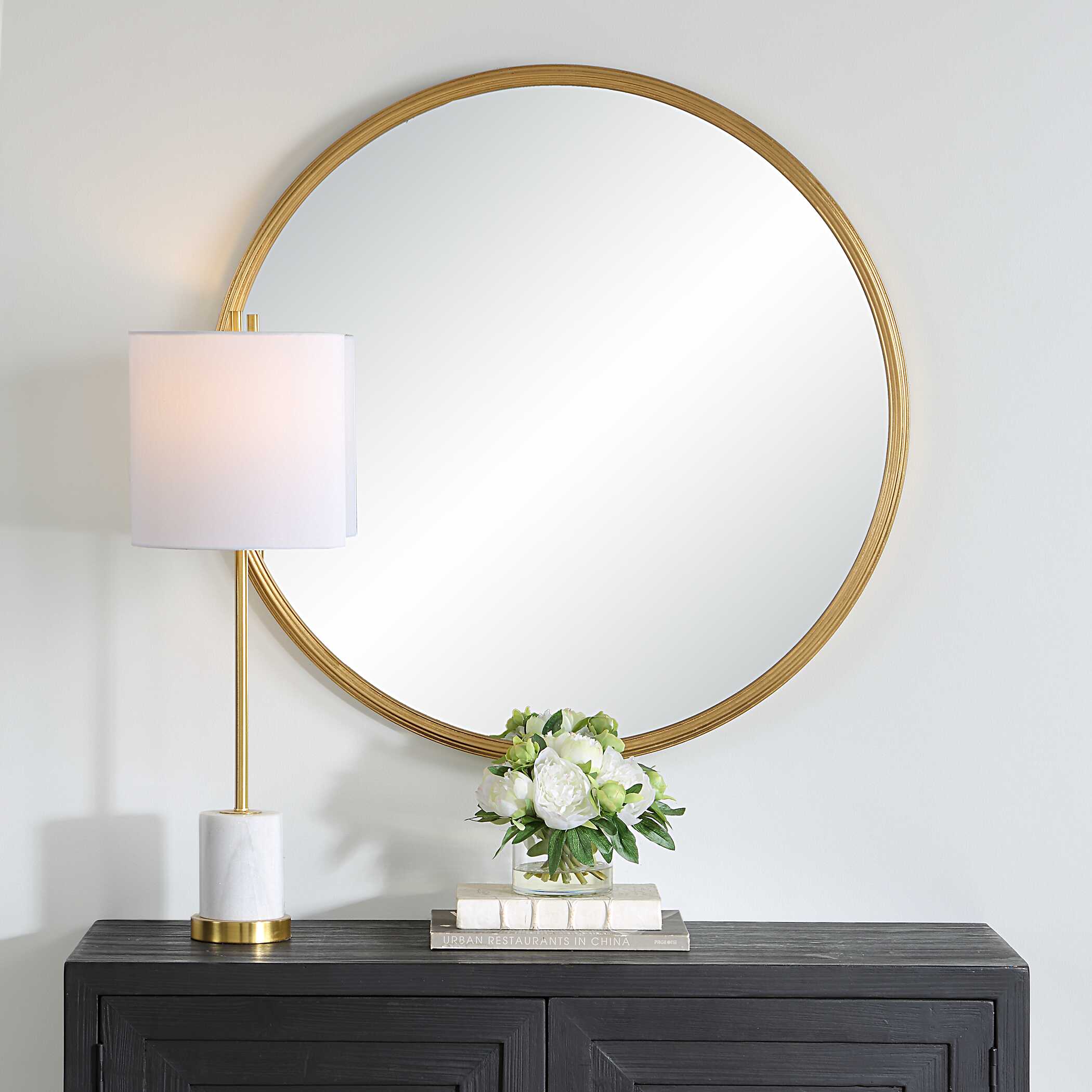 Lanvale Round Gold Iron Wall Mirror