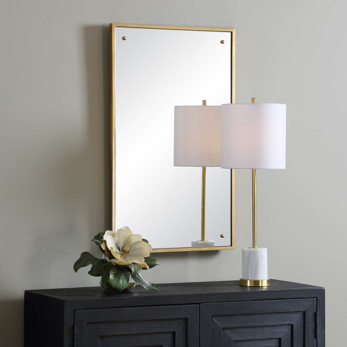 Oakhaven Rectangular Gold Wood Wall Mirror