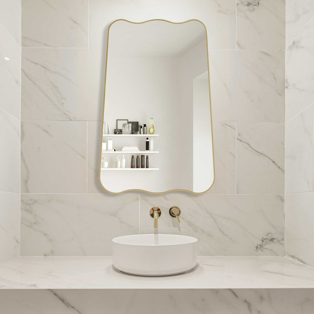 Kestrelle Gold Wood Wall Mirror