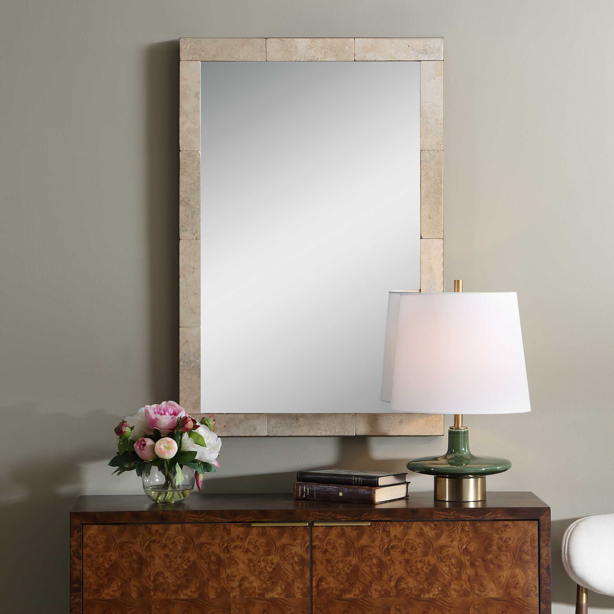 Uttermost Pave Rectangular Travertine Mirror