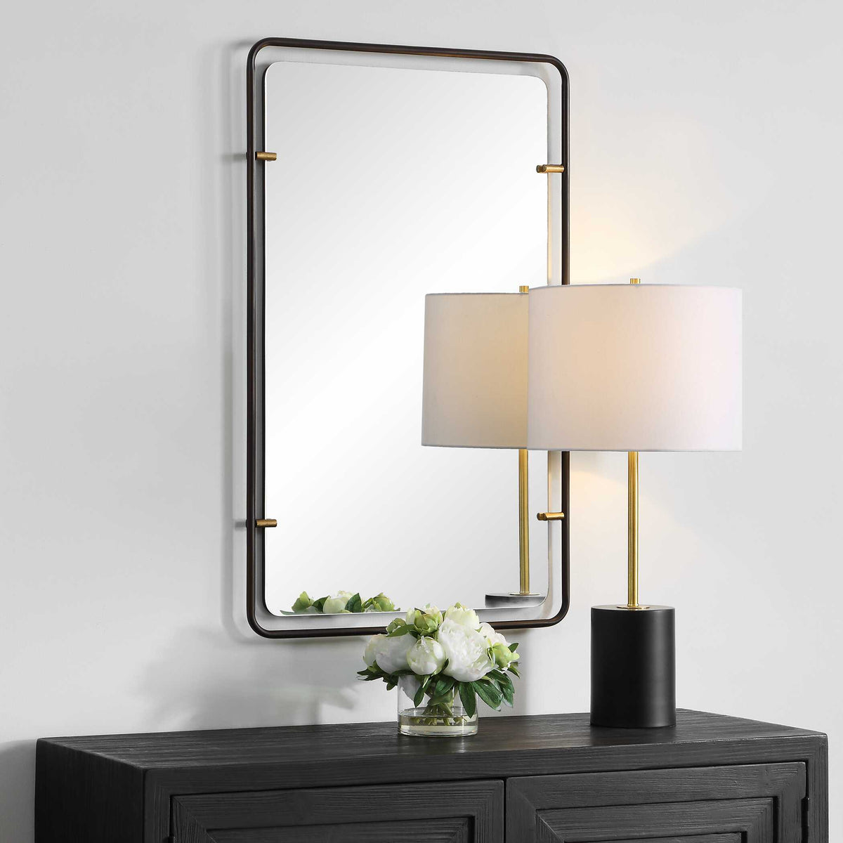 Pellerin Round Bronze Iron Wall Mirror