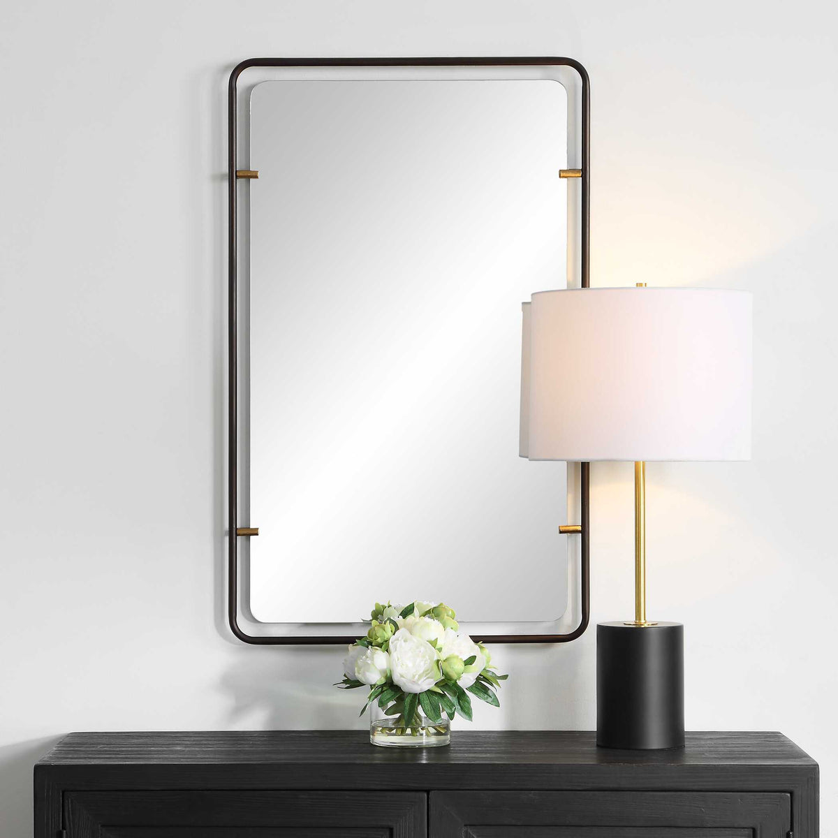 Pellerin Round Bronze Iron Wall Mirror