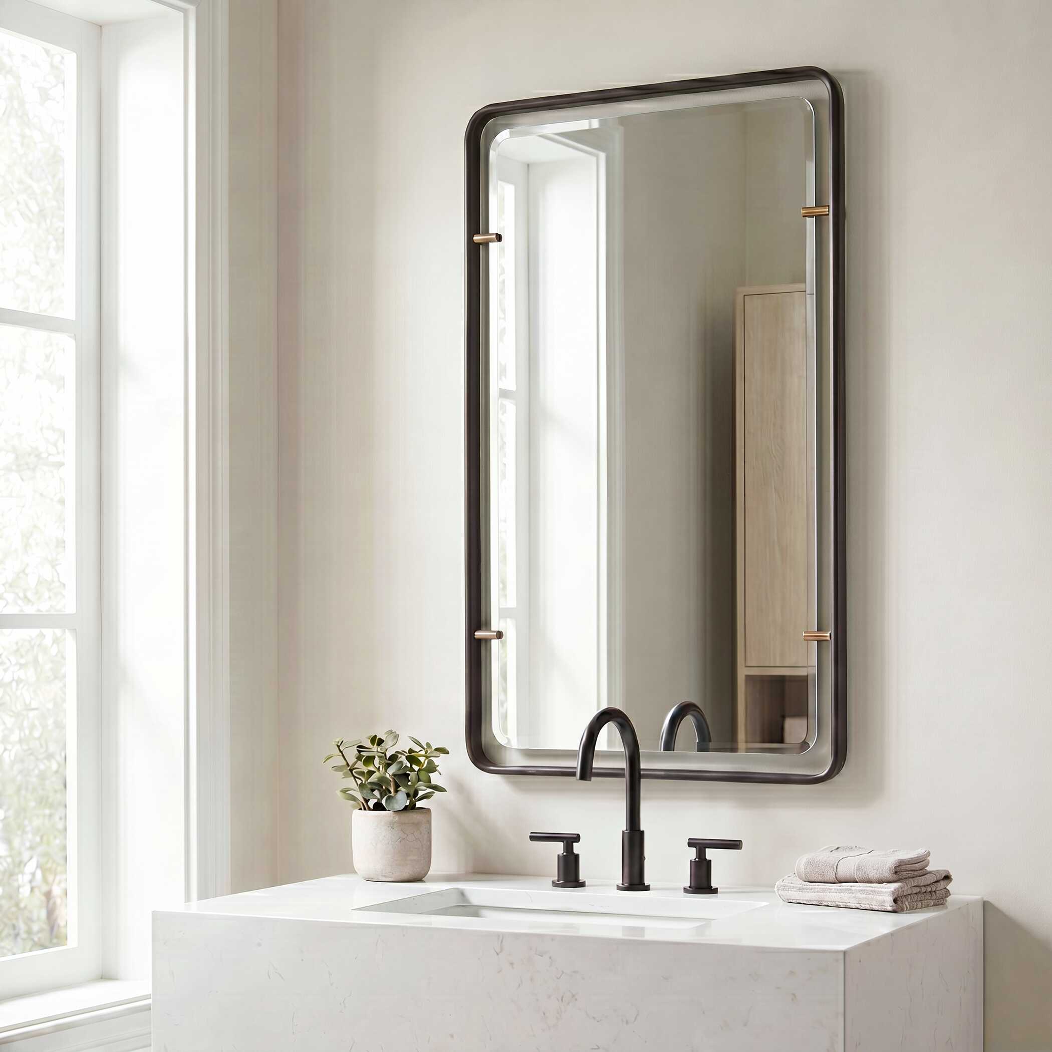 Pellerin Round Bronze Iron Wall Mirror