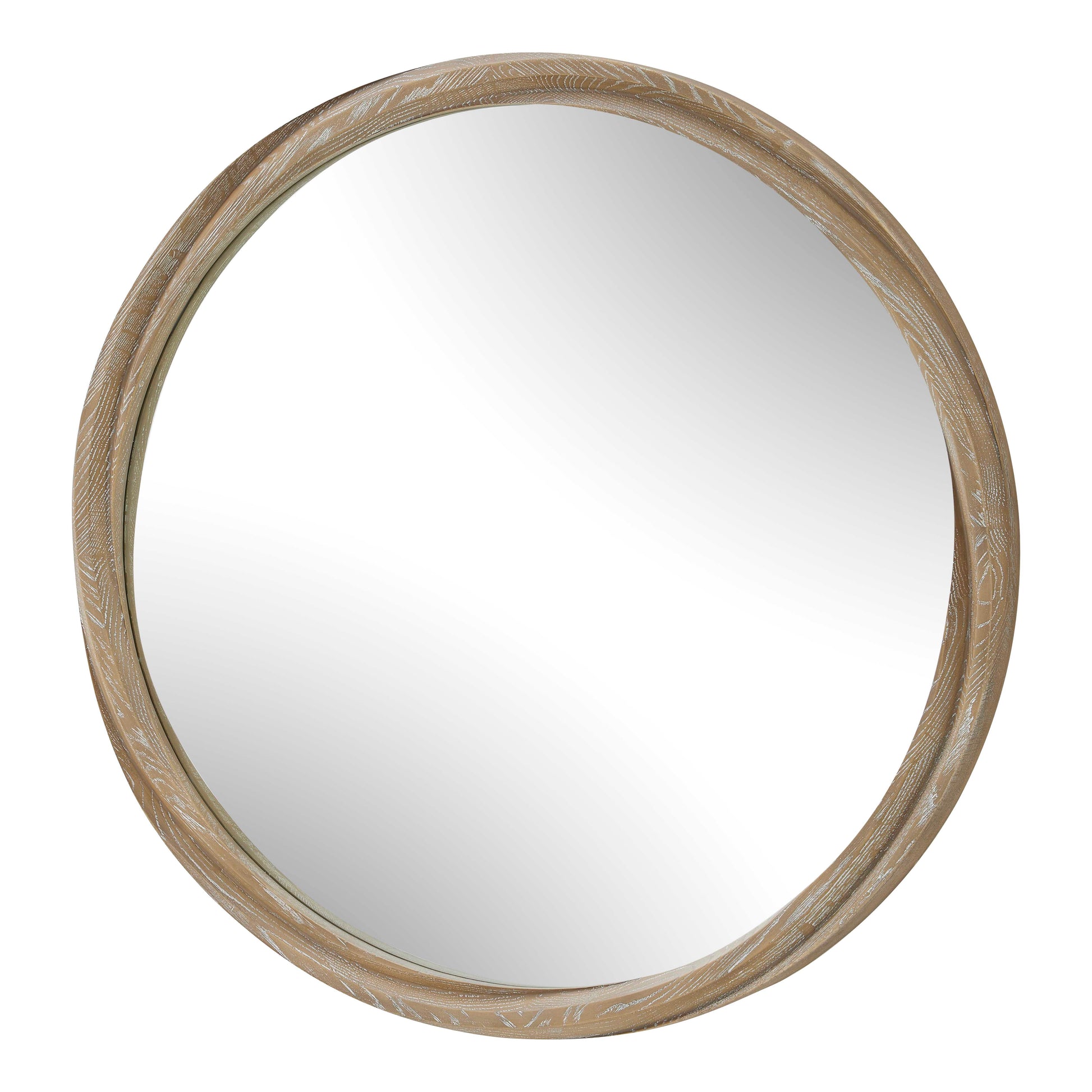 Uttermost Landry Round Light Wood Mirror