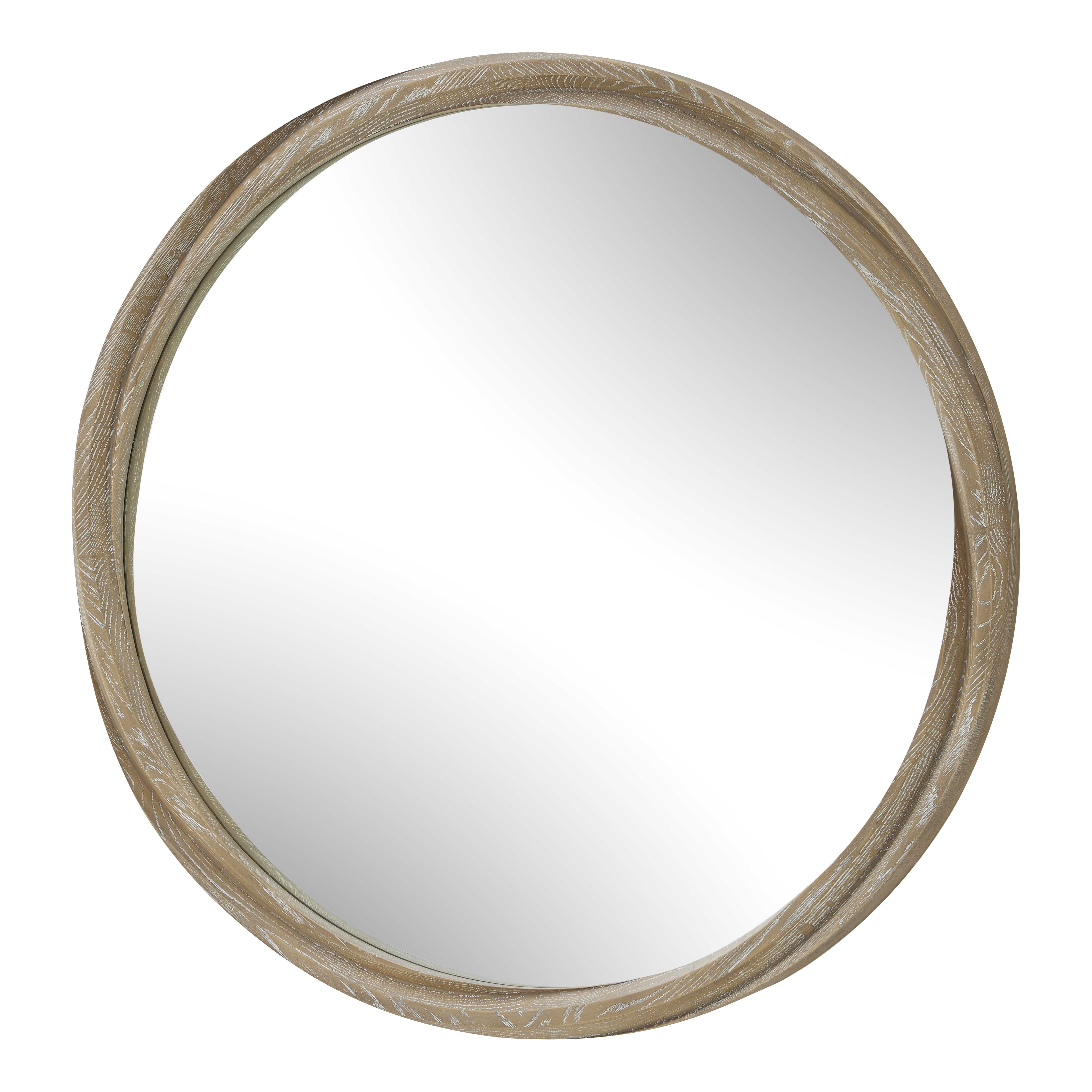 Uttermost Landry Round Light Wood Mirror