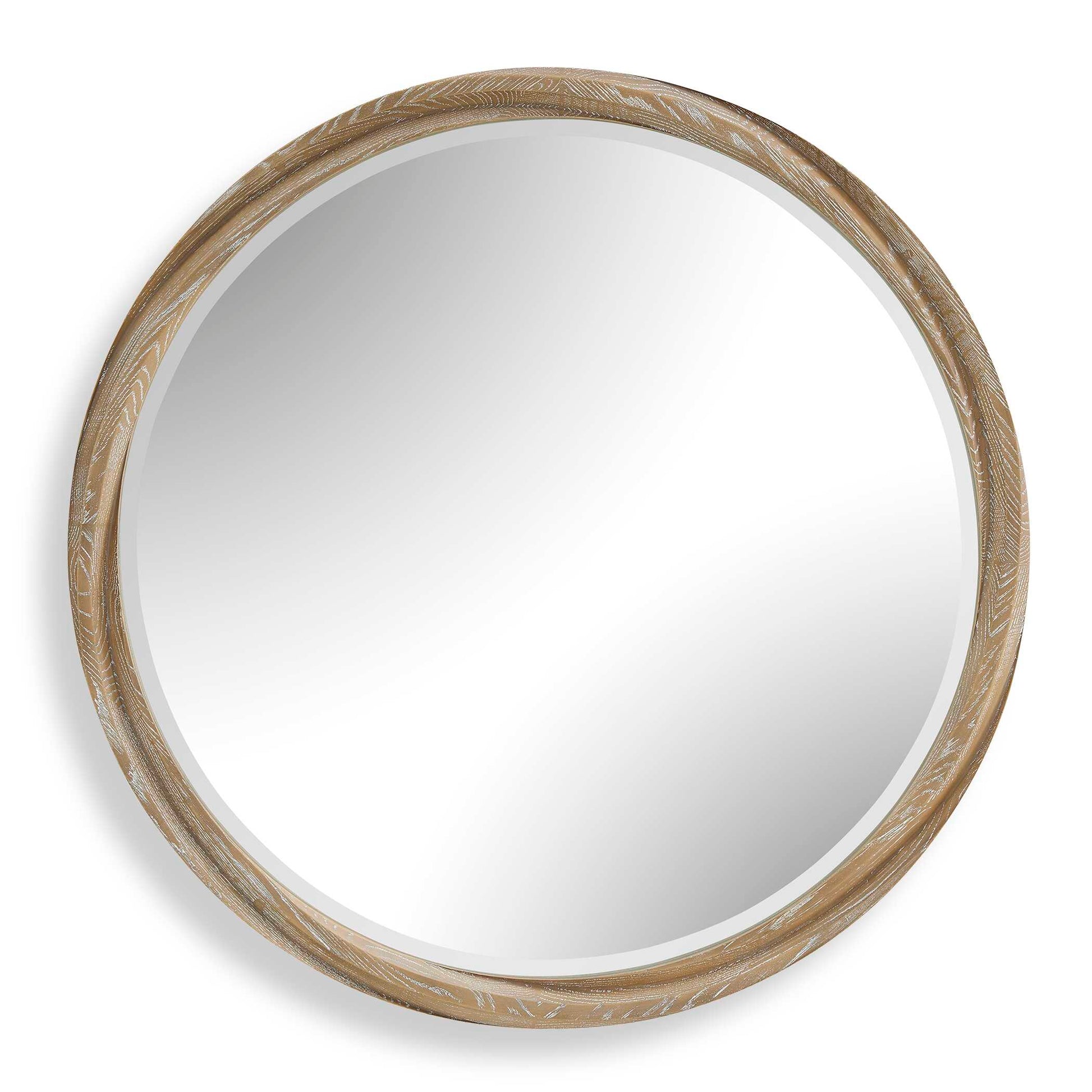 Uttermost Landry Round Light Wood Mirror