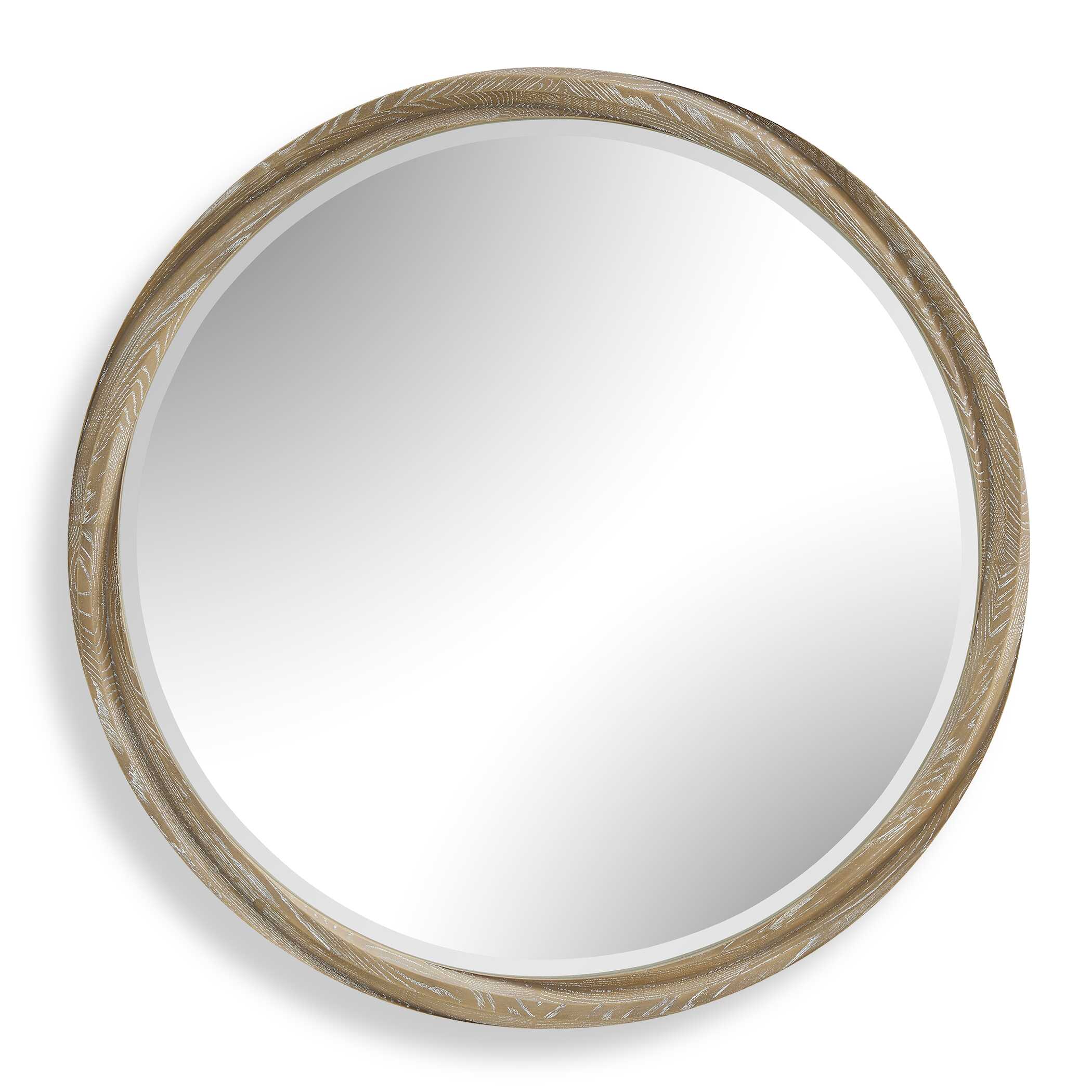 Uttermost Landry Round Light Wood Mirror