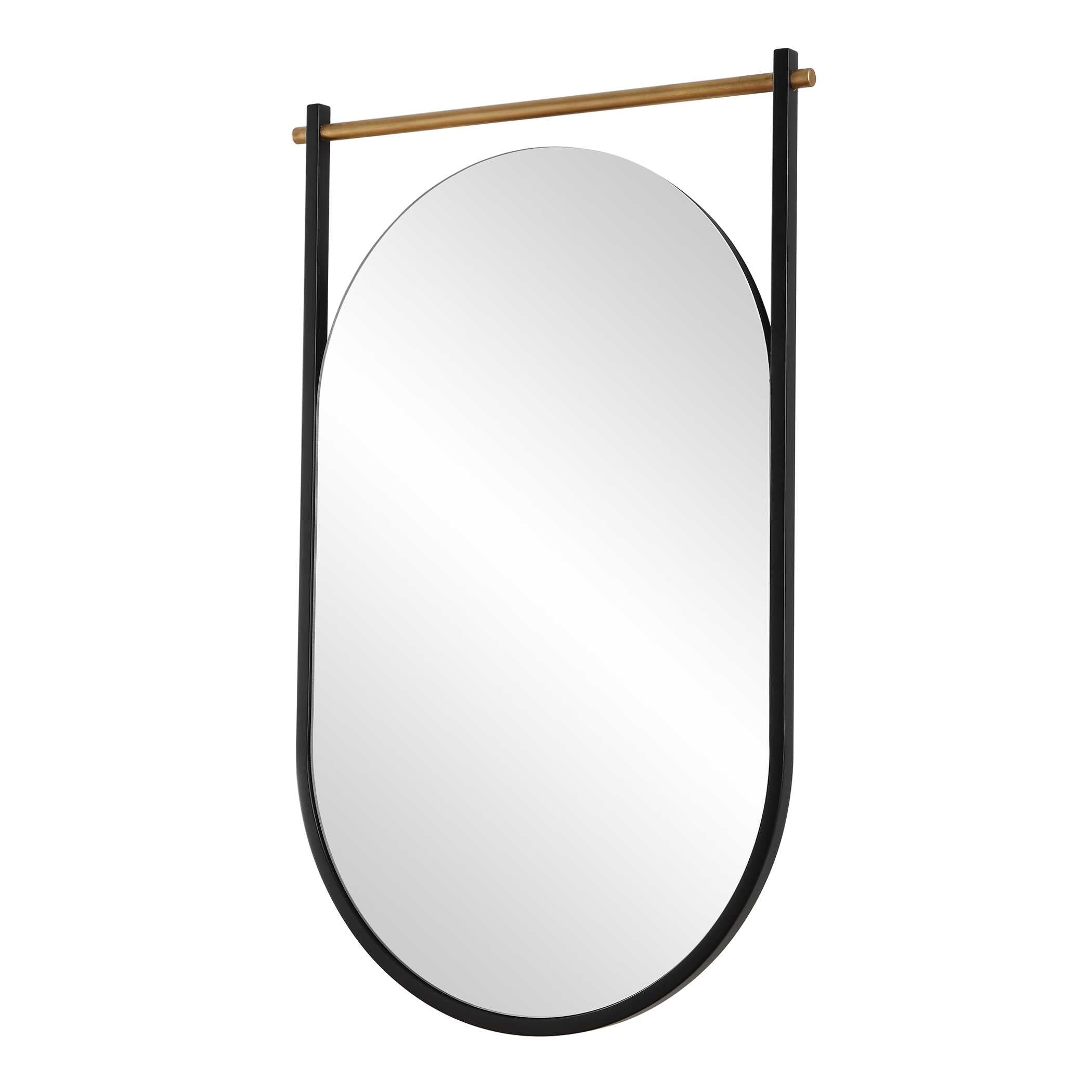 Quintrell Oval Satin Black Wall Mirror
