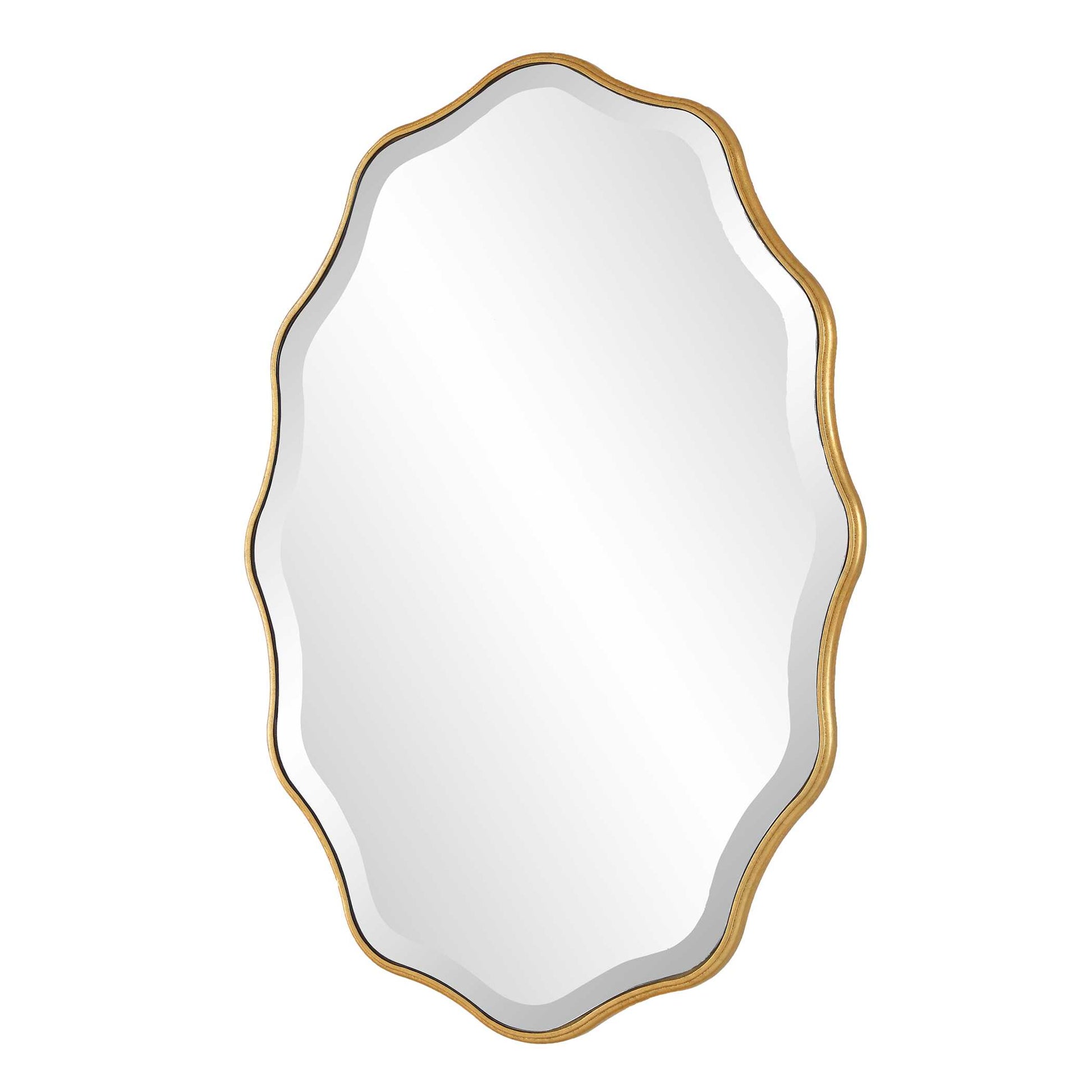 Rowntree Waved Gold Wood Wall Mirror