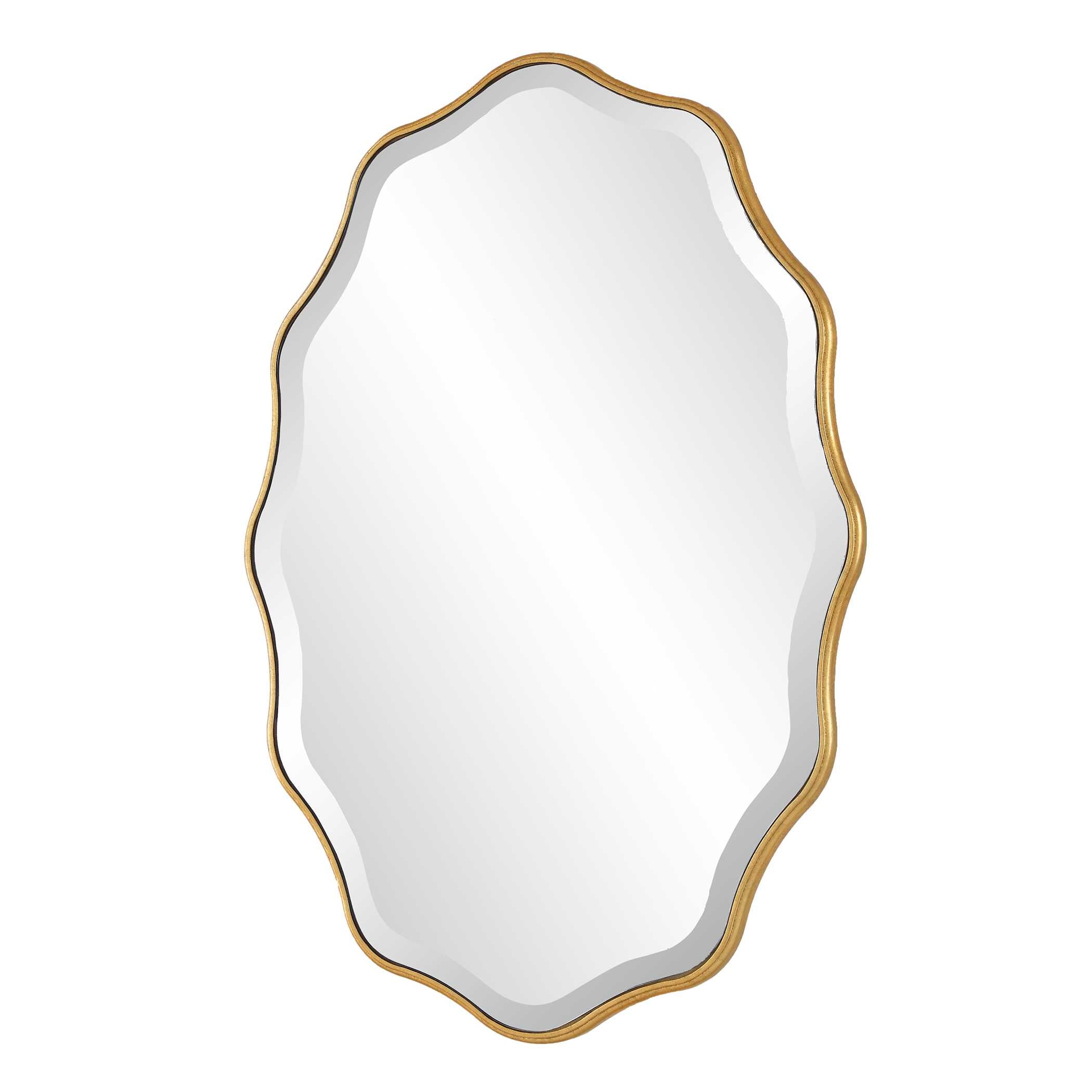 Rowntree Waved Gold Wood Wall Mirror