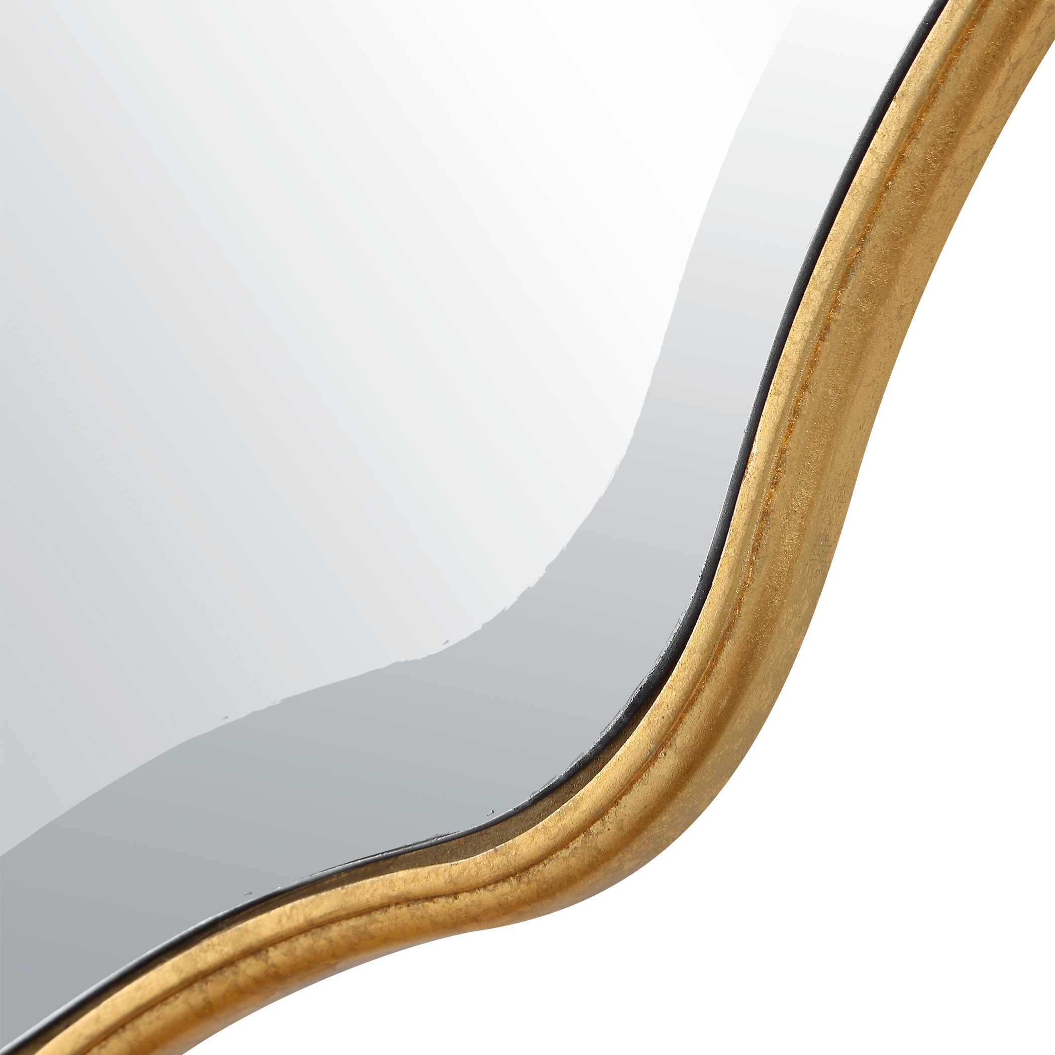 Rowntree Waved Gold Wood Wall Mirror