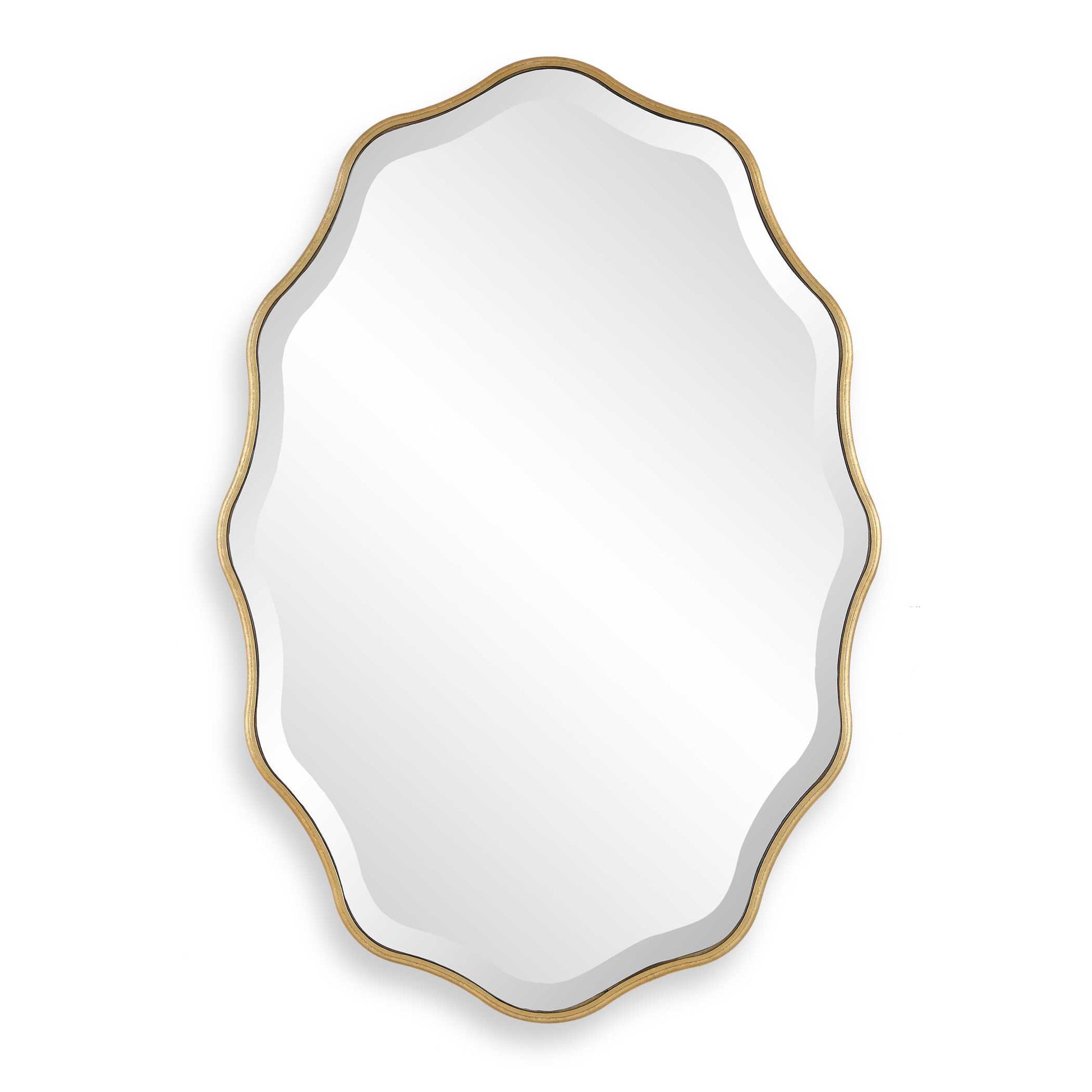 Rowntree Waved Gold Wood Wall Mirror