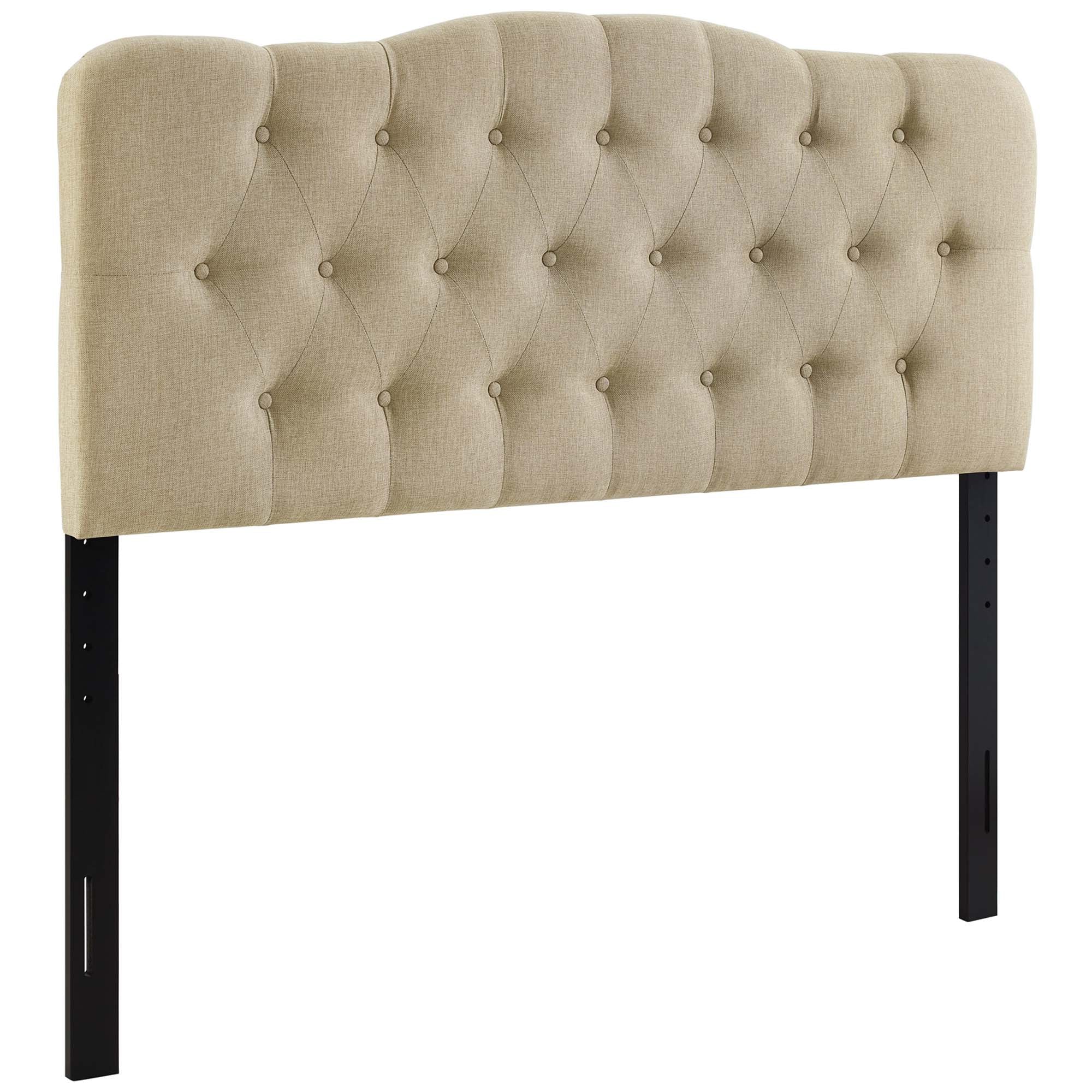 Annabel Diamond Tufted Upholstered Fabric Headboard - Beige