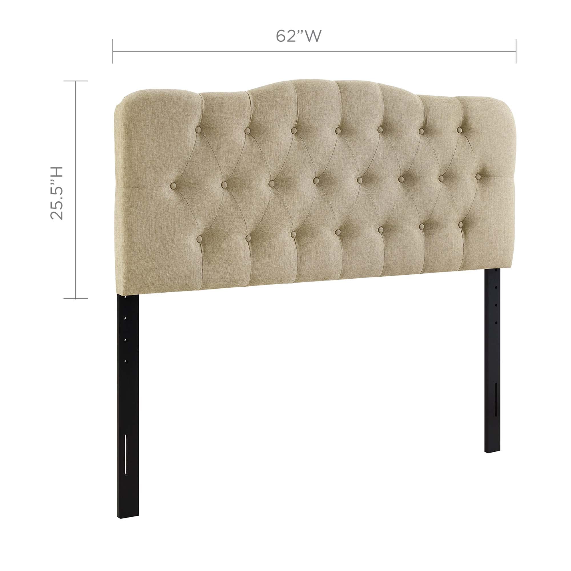 Annabel Diamond Tufted Upholstered Fabric Headboard - Navy