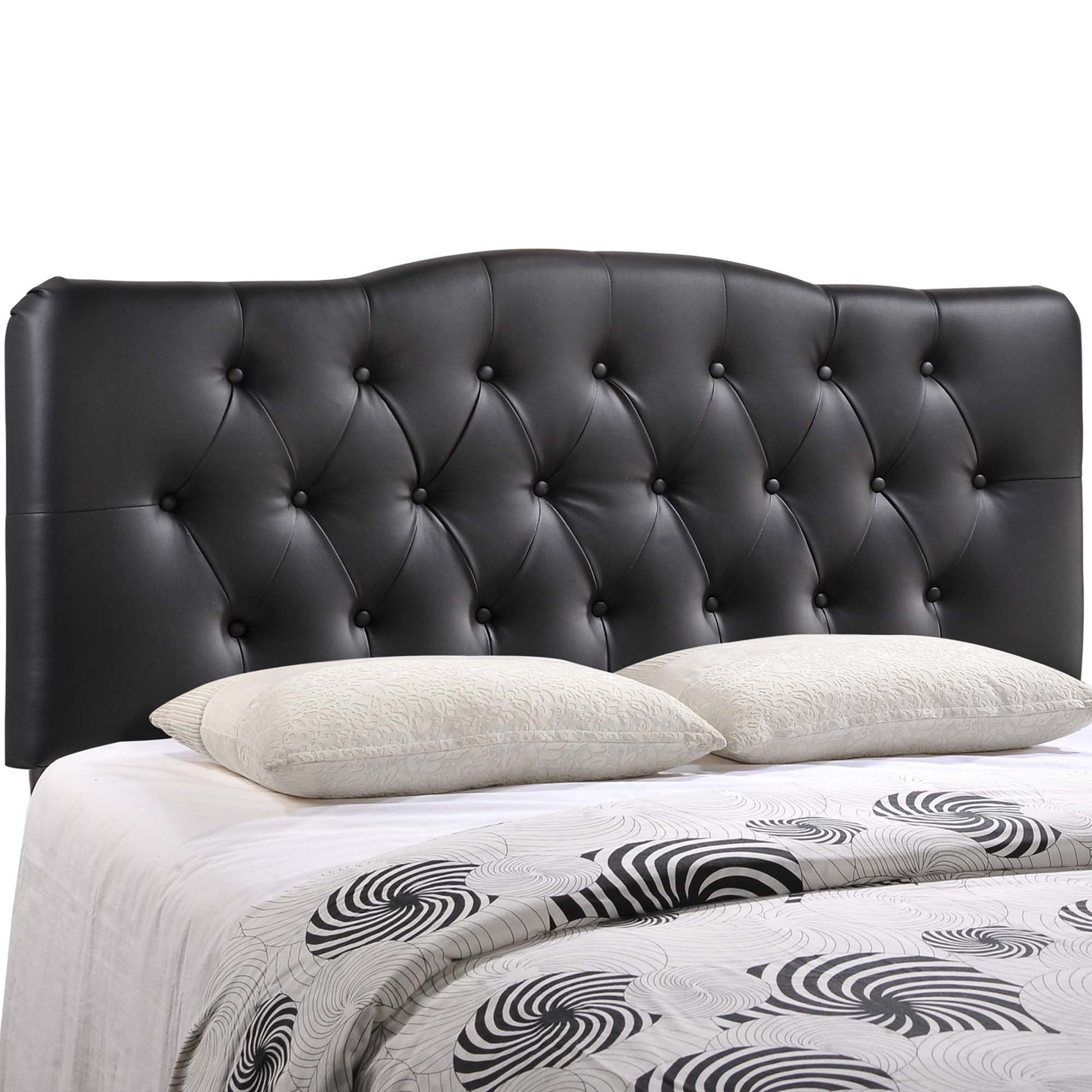 Annabel Diamond Tufted Upholstered Vinyl Headboard - Black