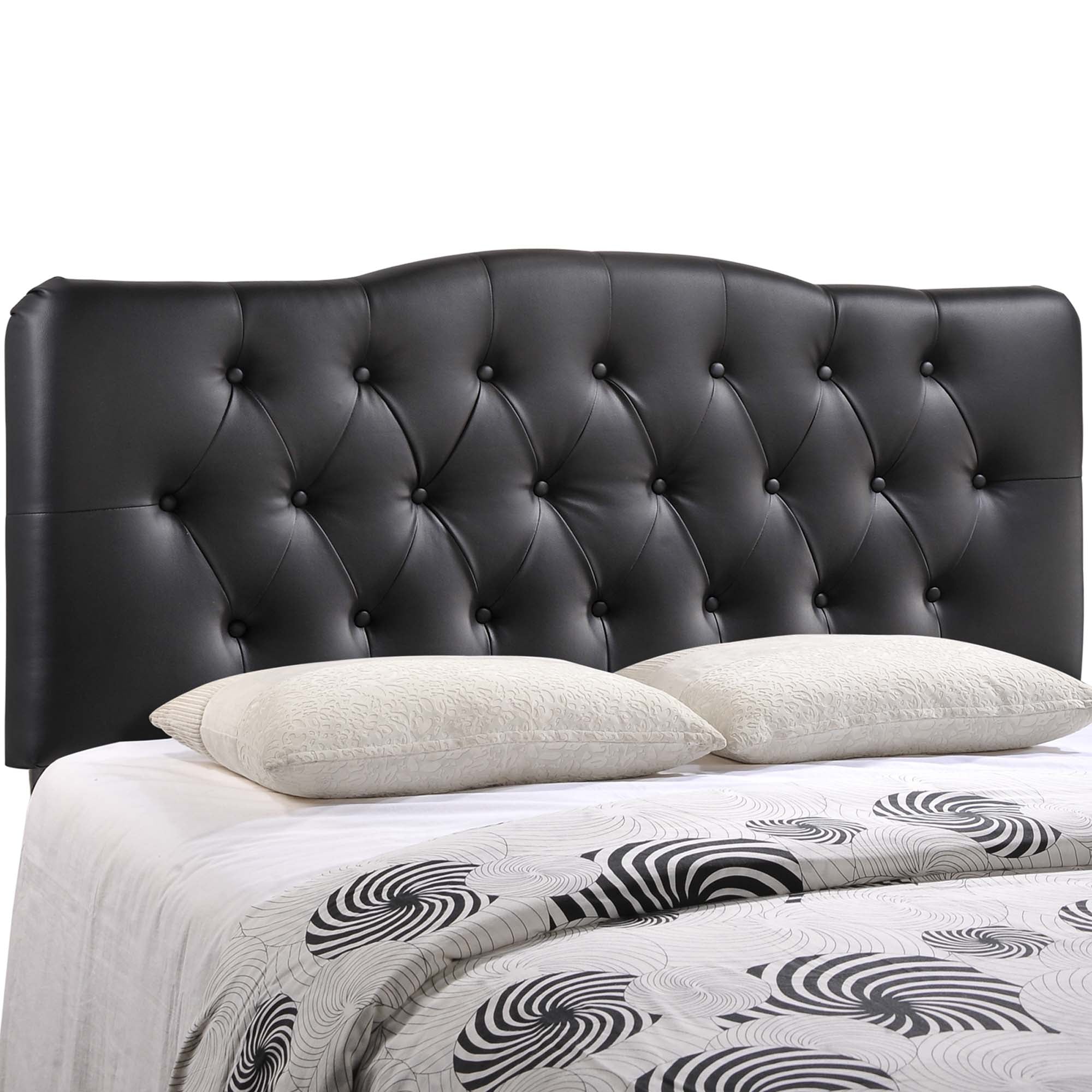 Annabel Diamond Tufted Upholstered Vinyl Headboard - Black