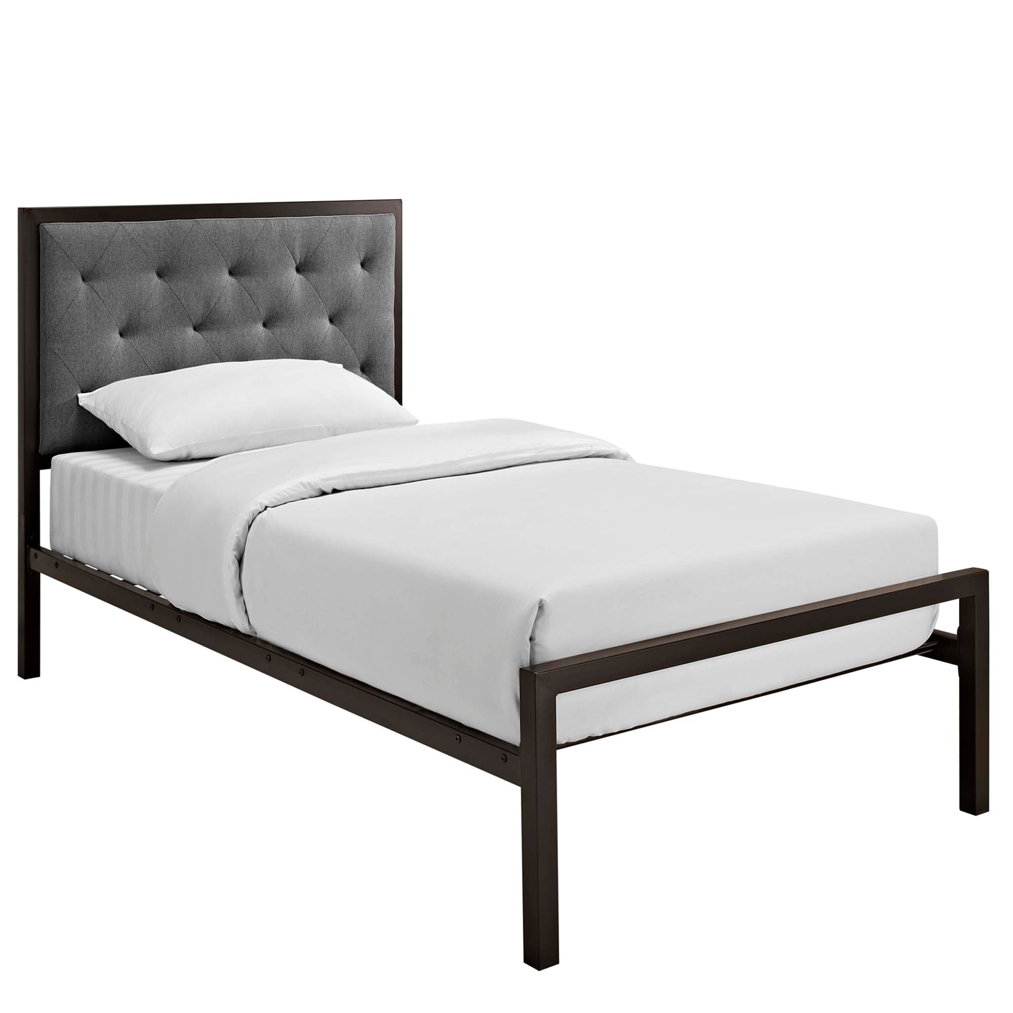 Mia Fabric Bed - Brown Gray
