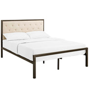 Mia Fabric Bed - Brown Beige