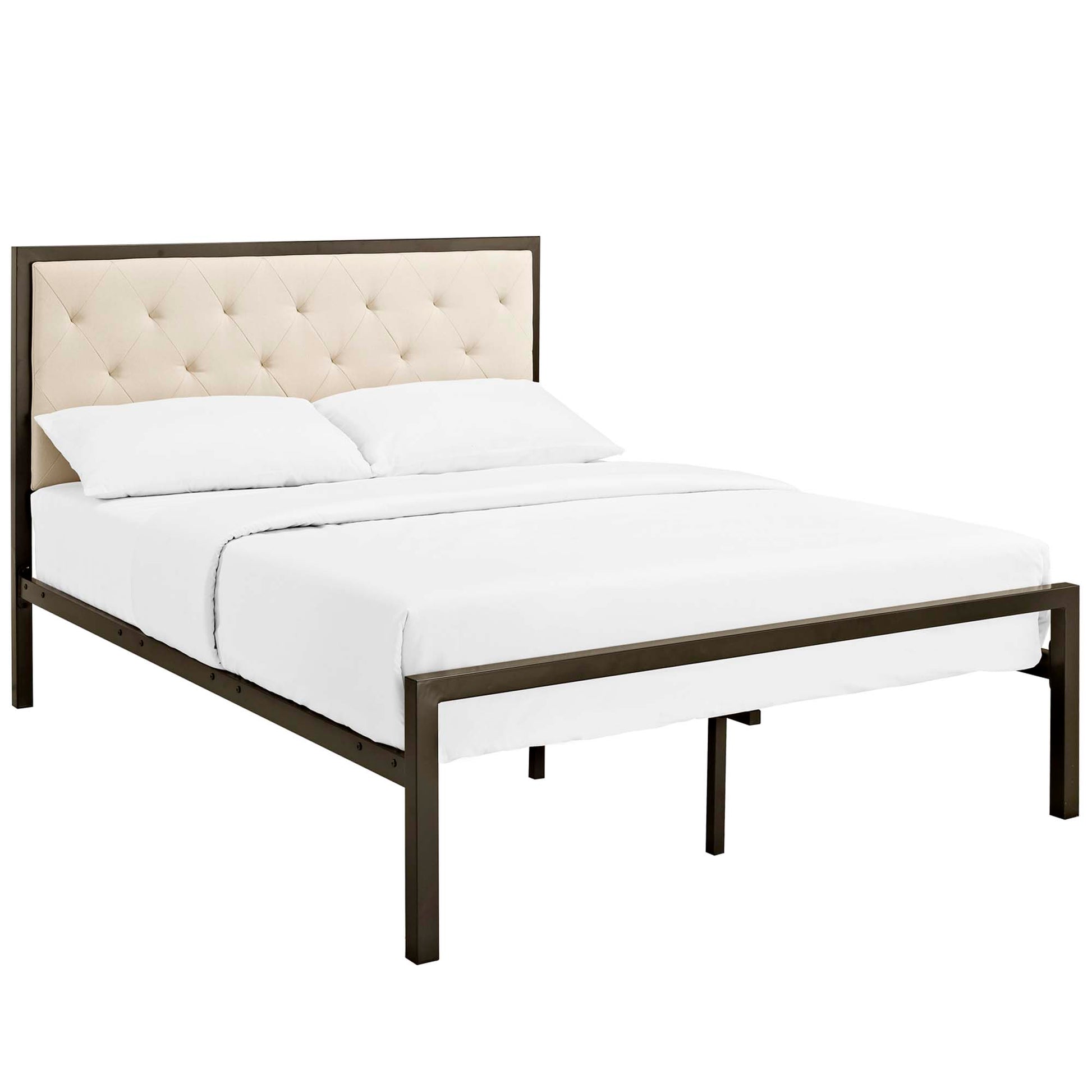 Mia Fabric Bed - Brown Beige