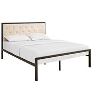 Mia Fabric Queen Bed - Brown Beige