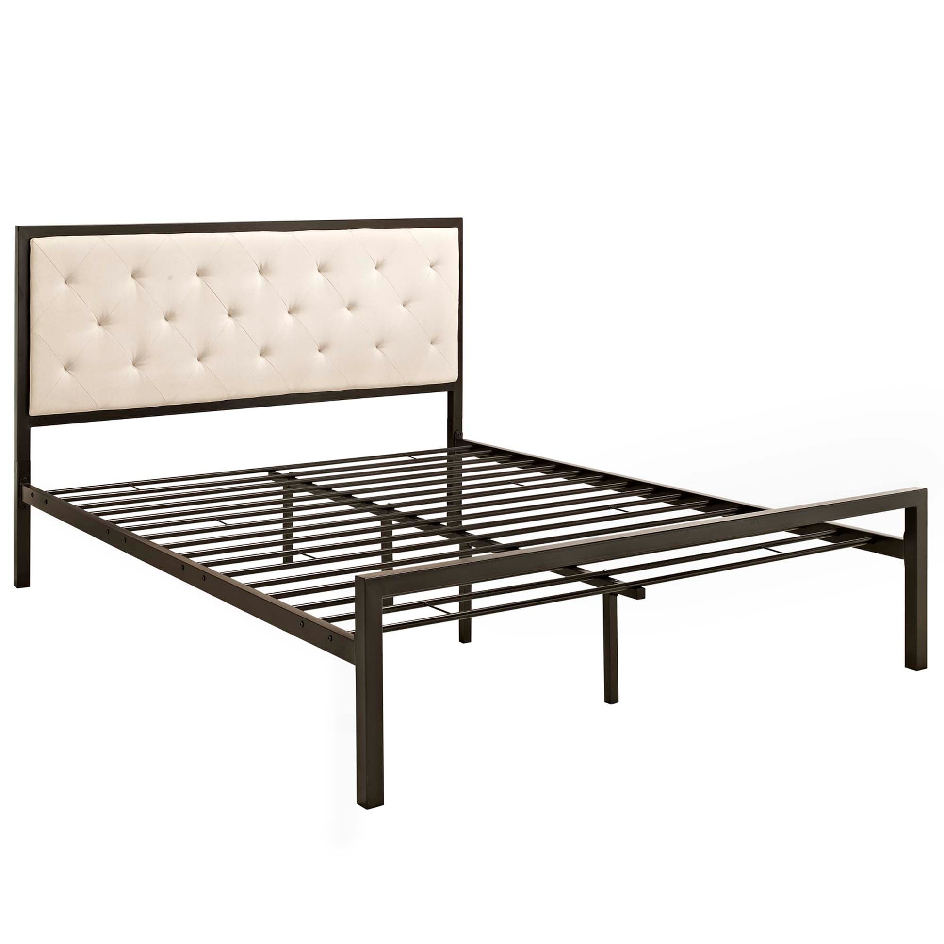 Mia Fabric Queen Bed - Brown Gray