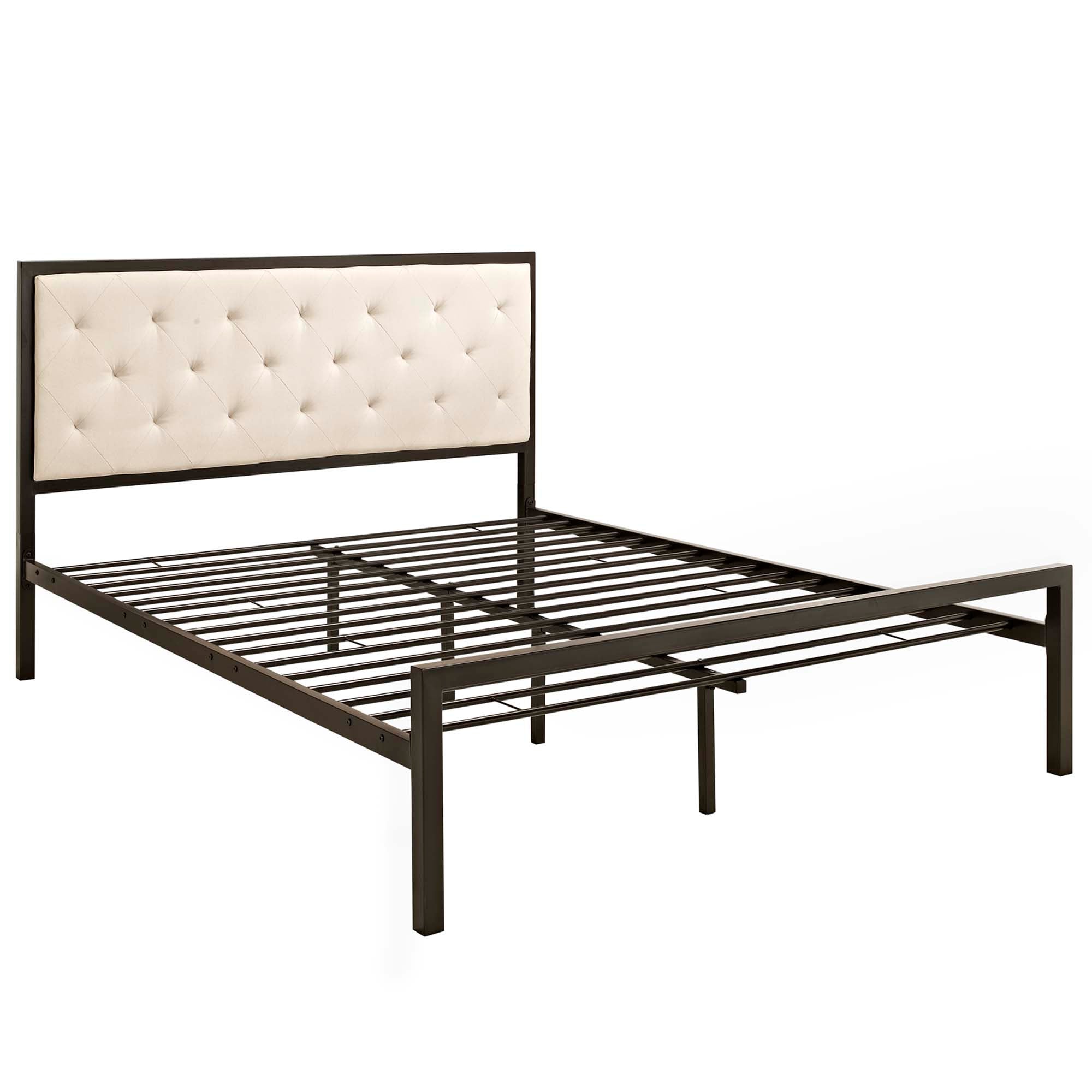 Mia Fabric Queen Bed - Brown Gray
