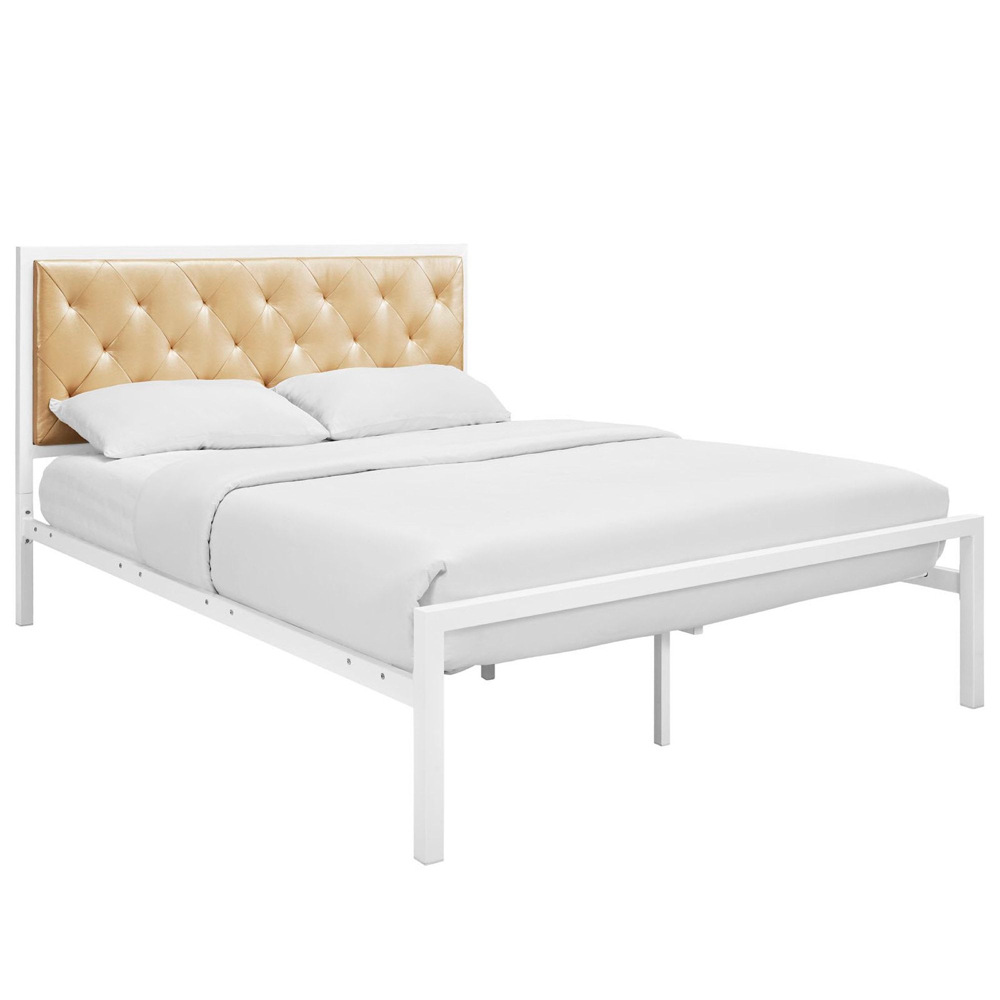 Mia Vinyl Bed - White Champagne