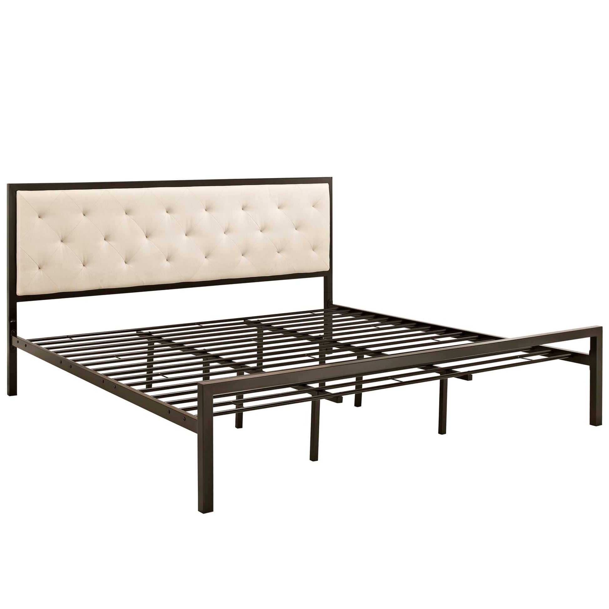 Mia Fabric King Bed - Brown Gray