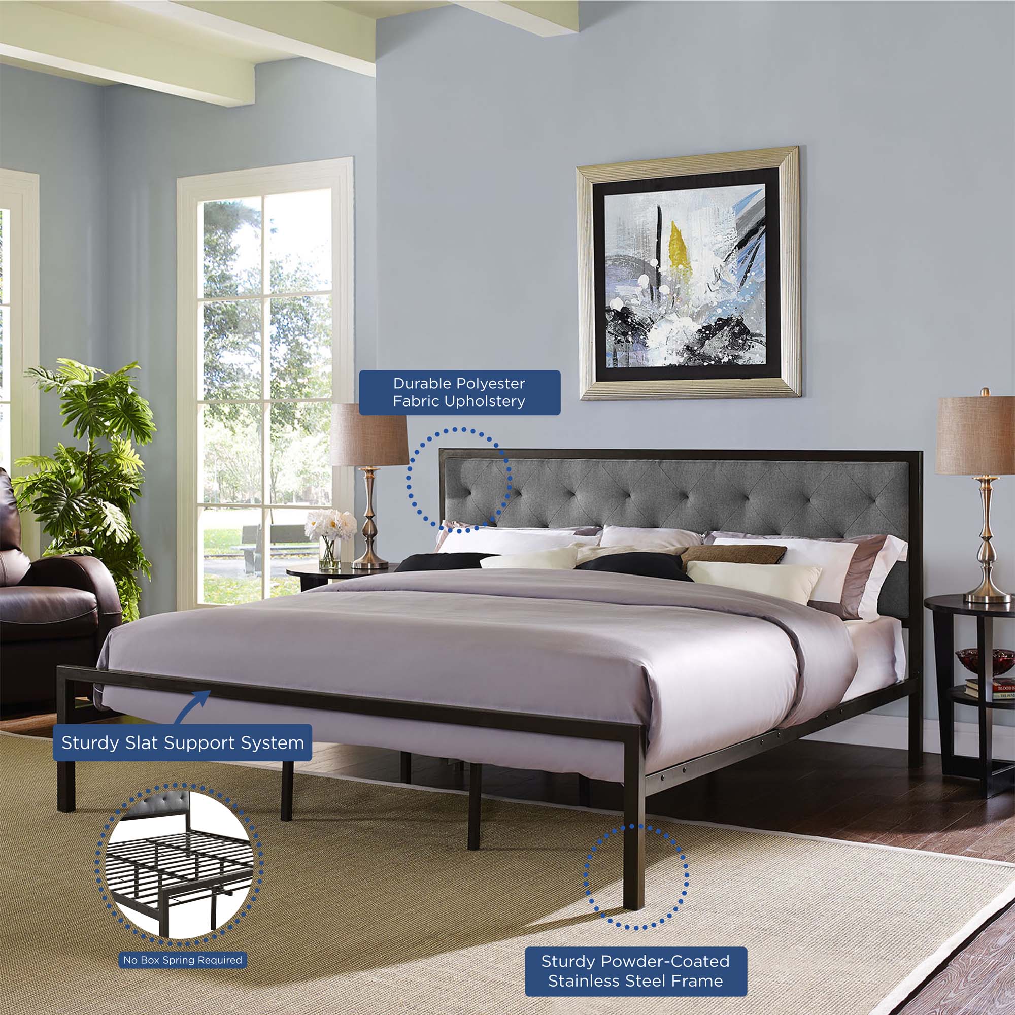 Mia Fabric King Bed