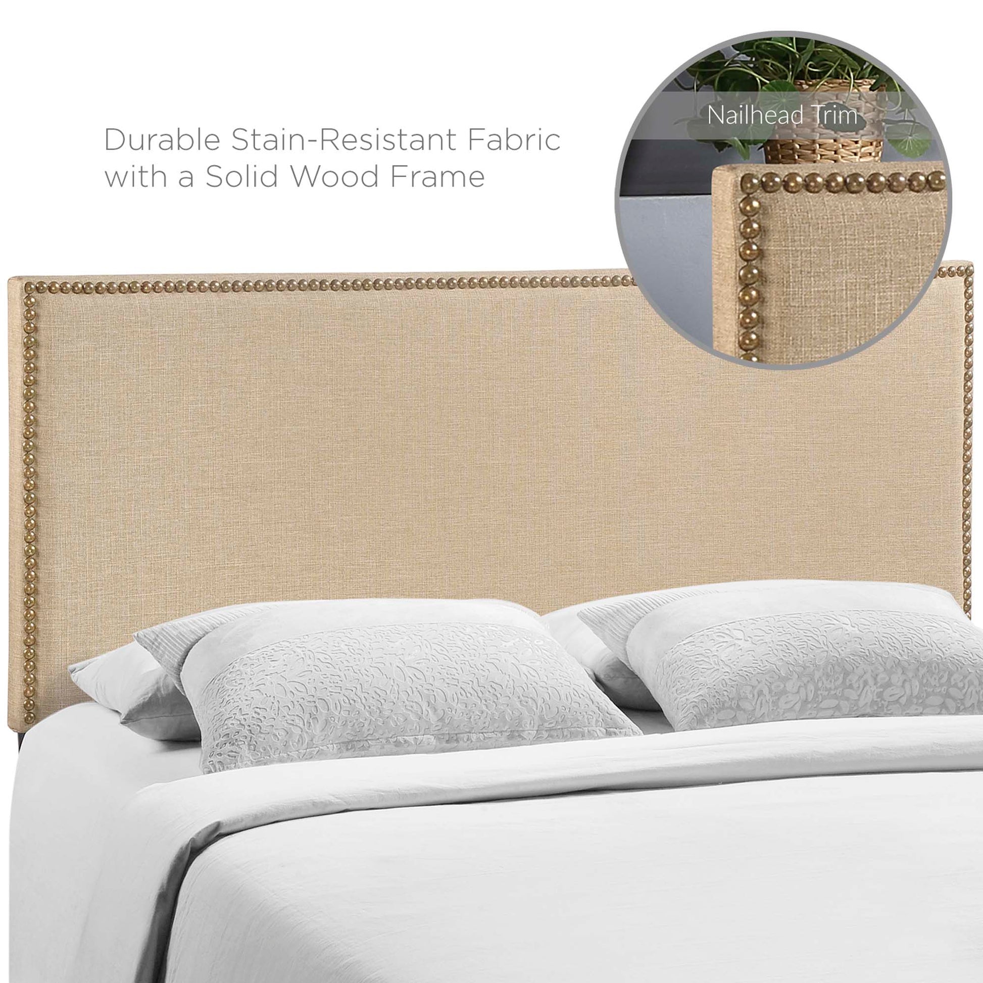 Region Nailhead Upholstered Headboard - Smoke