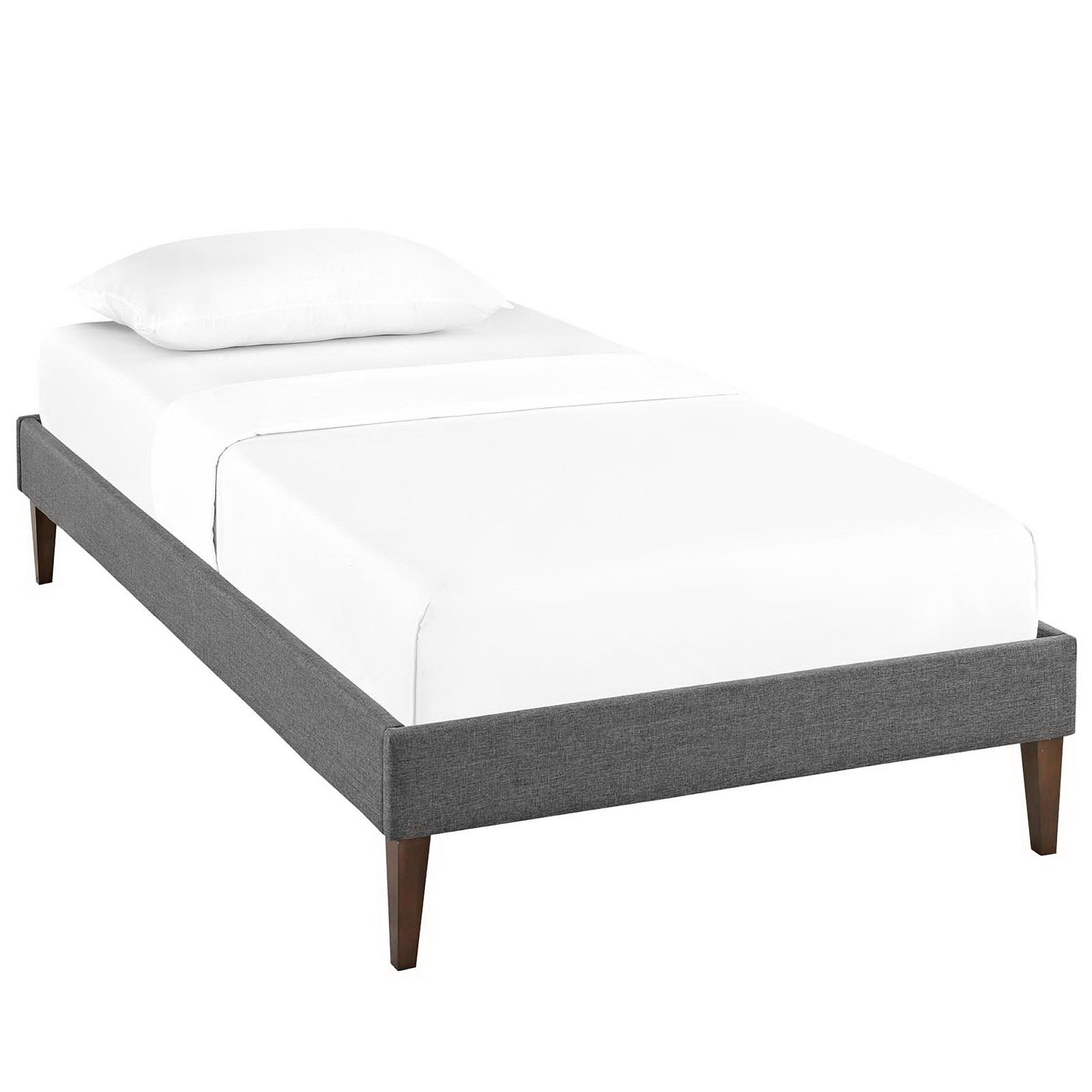 Sharon Fabric Bed Frame with Squared Tapered Legs - Gray