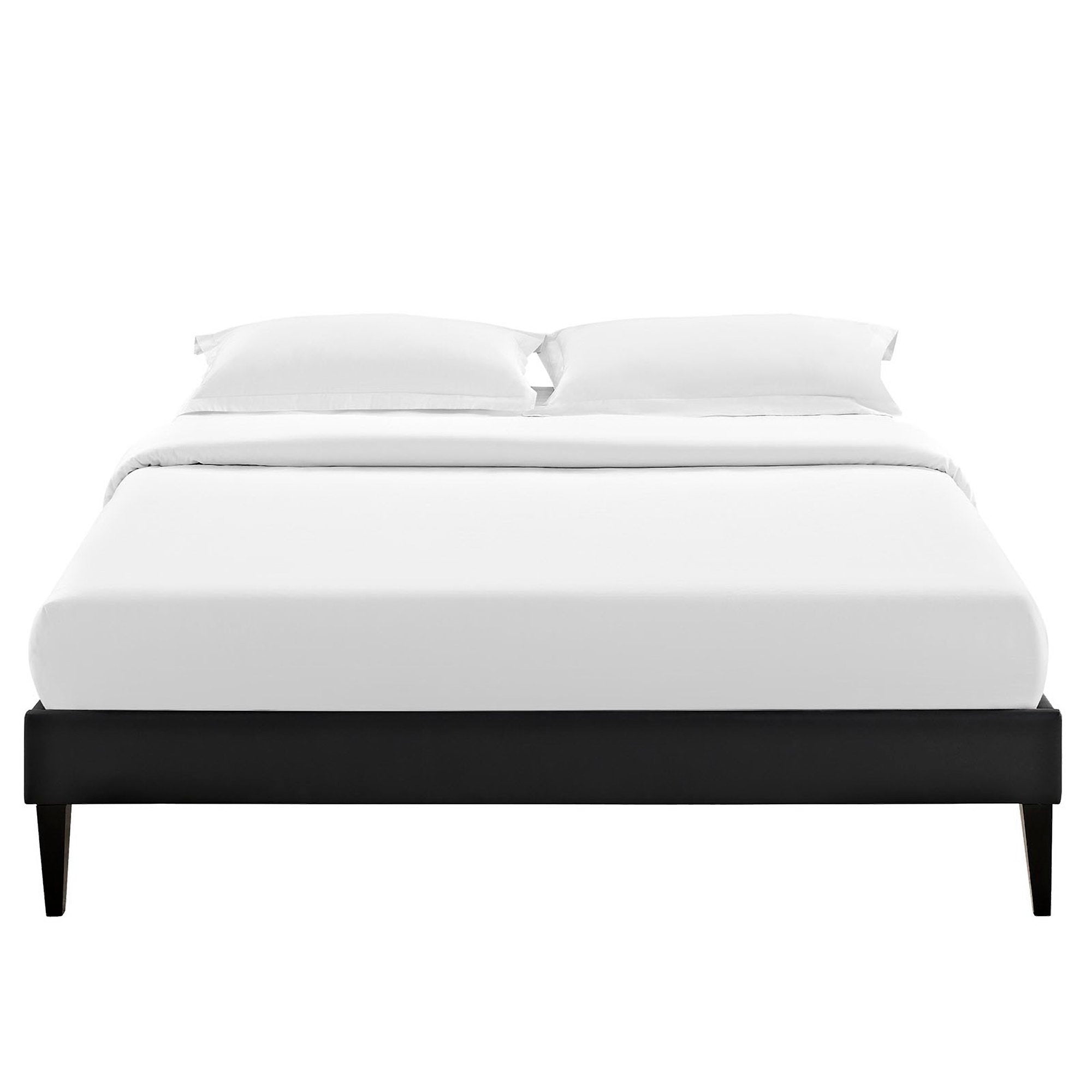 Sharon Vinyl Full Bed Frame with Squared Tapered Legs