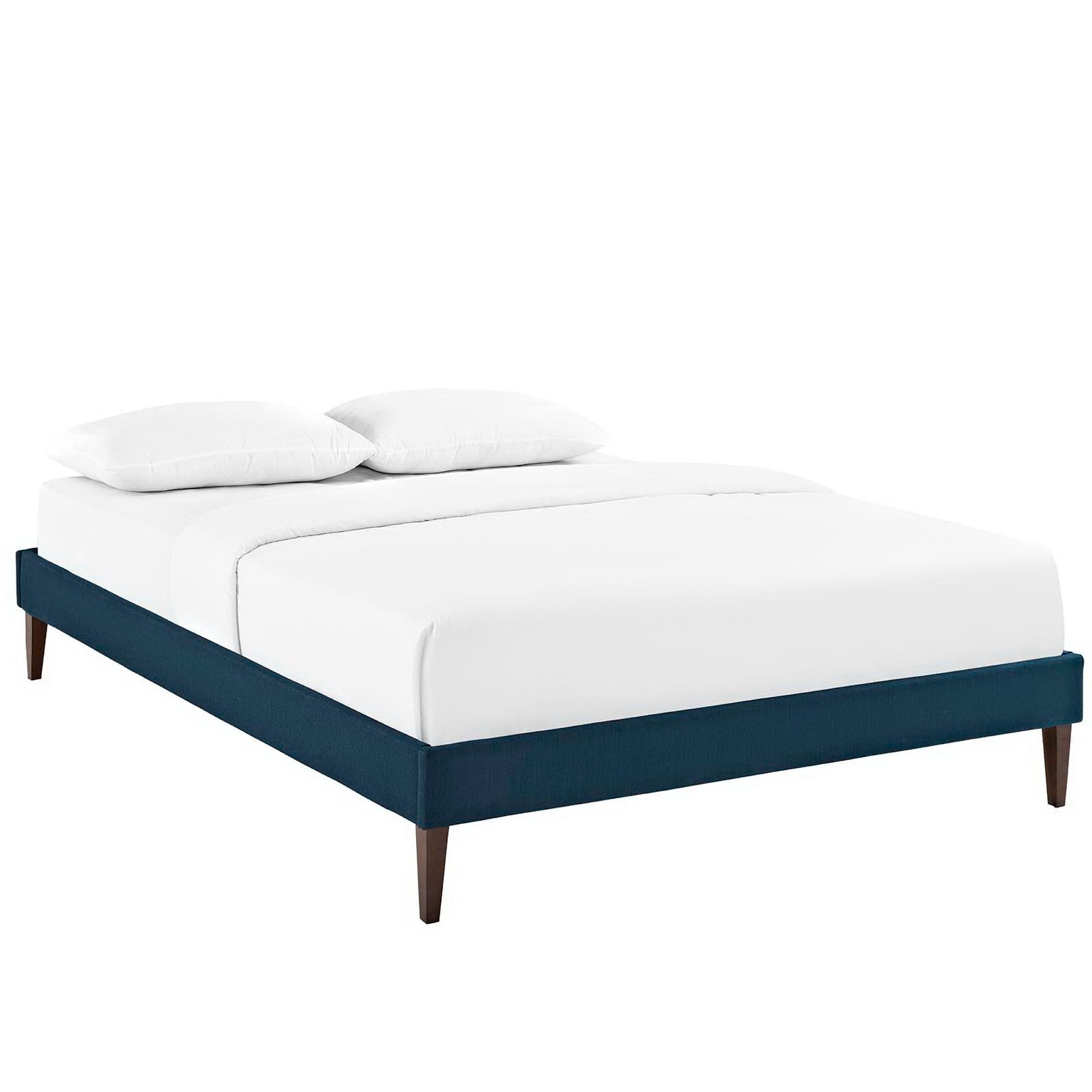 Sharon Fabric Full Bed Frame with Squared Tapered Legs - Azure