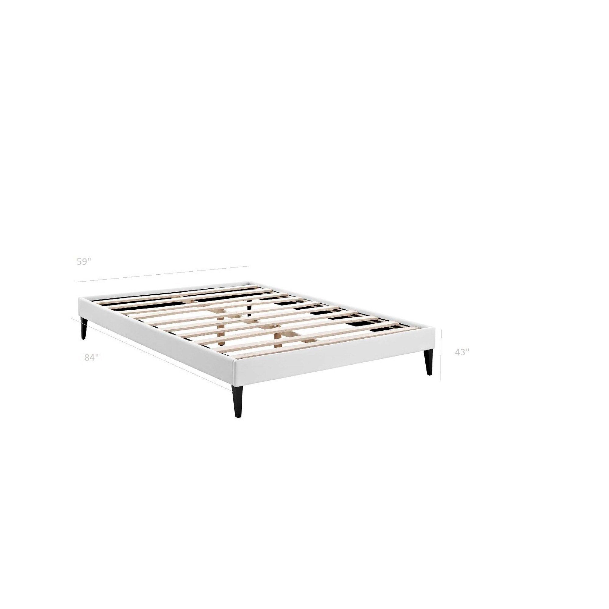 Sharon Vinyl Queen Bed Frame with Squared Tapered Legs