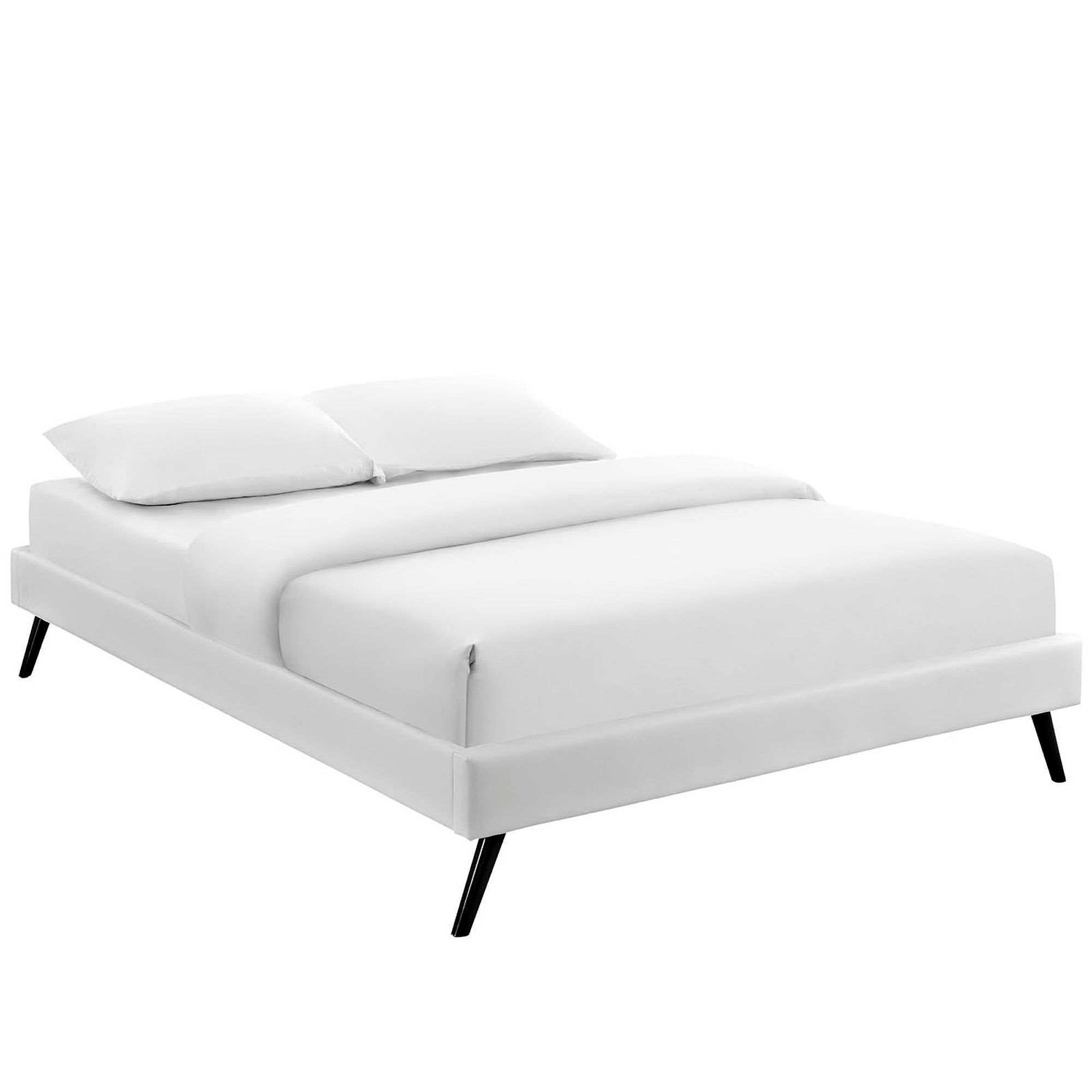 Helen Vinyl Full Bed Frame with Round Splayed Legs - White