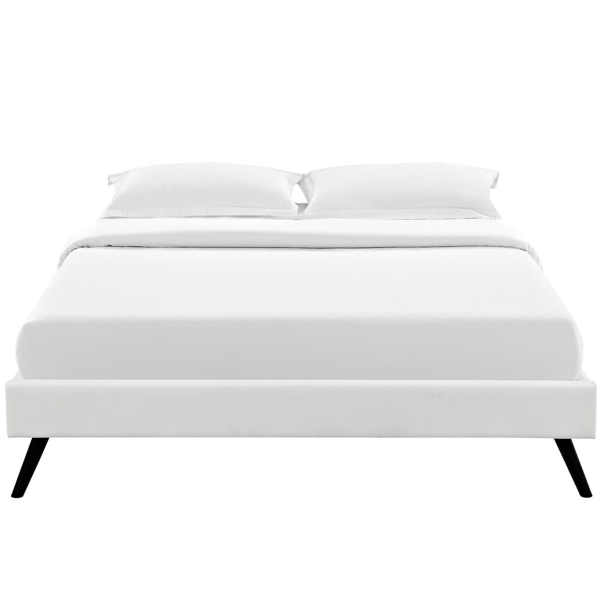 Helen Vinyl Full Bed Frame with Round Splayed Legs