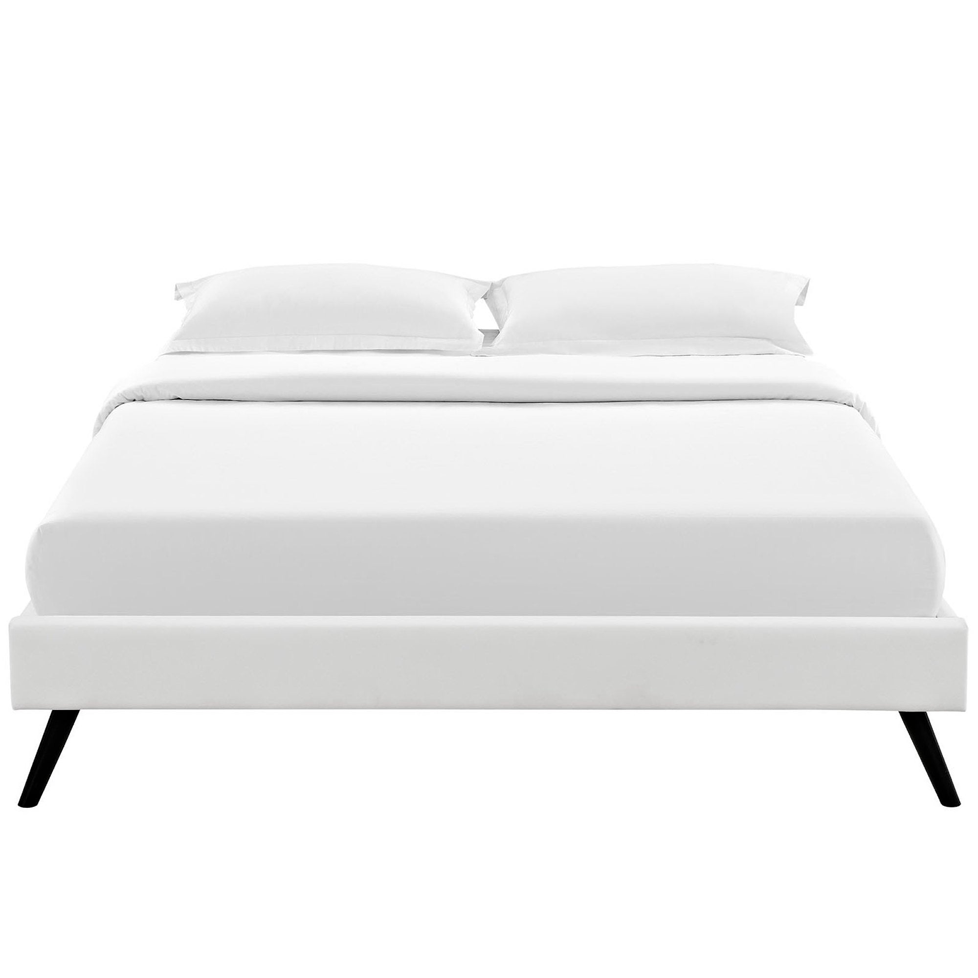 Helen Vinyl Full Bed Frame with Round Splayed Legs