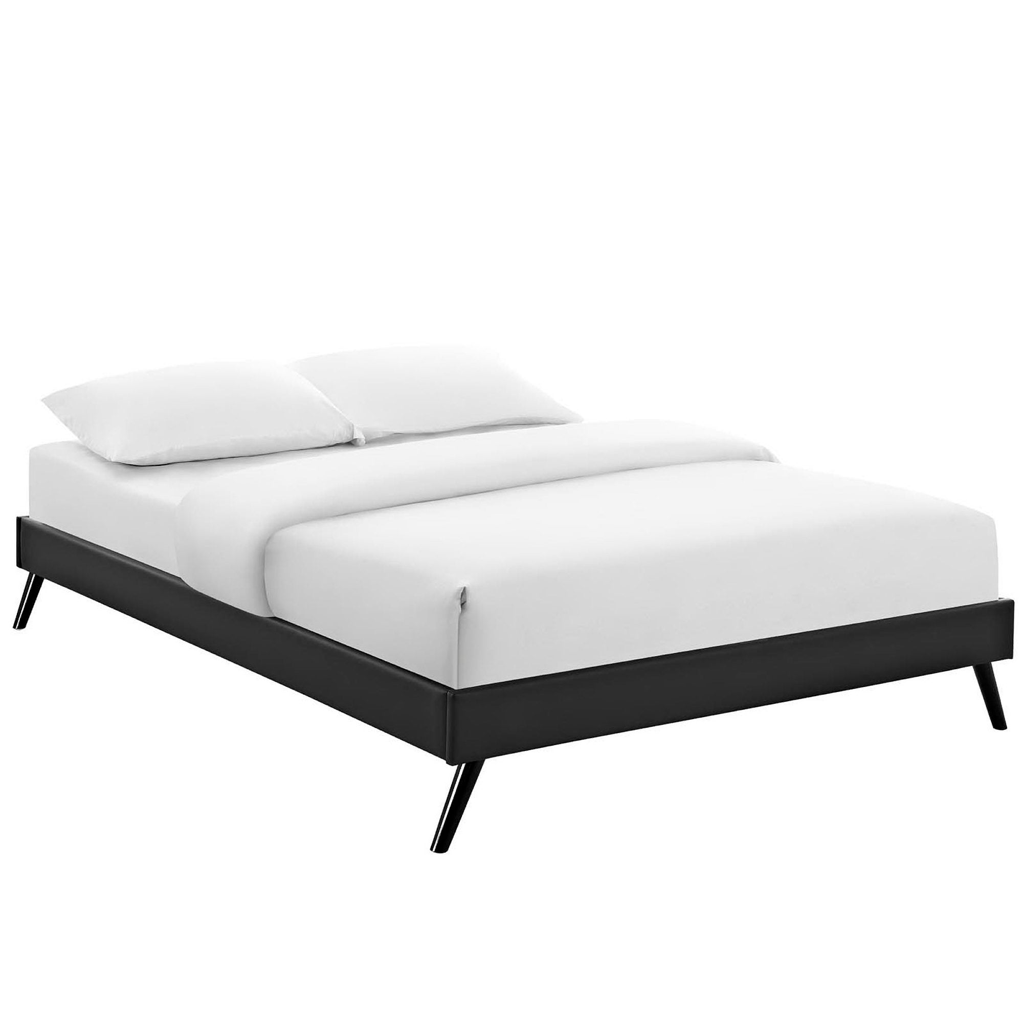 Helen Vegan Leather Bed Frame with Round Splayed Legs - Black