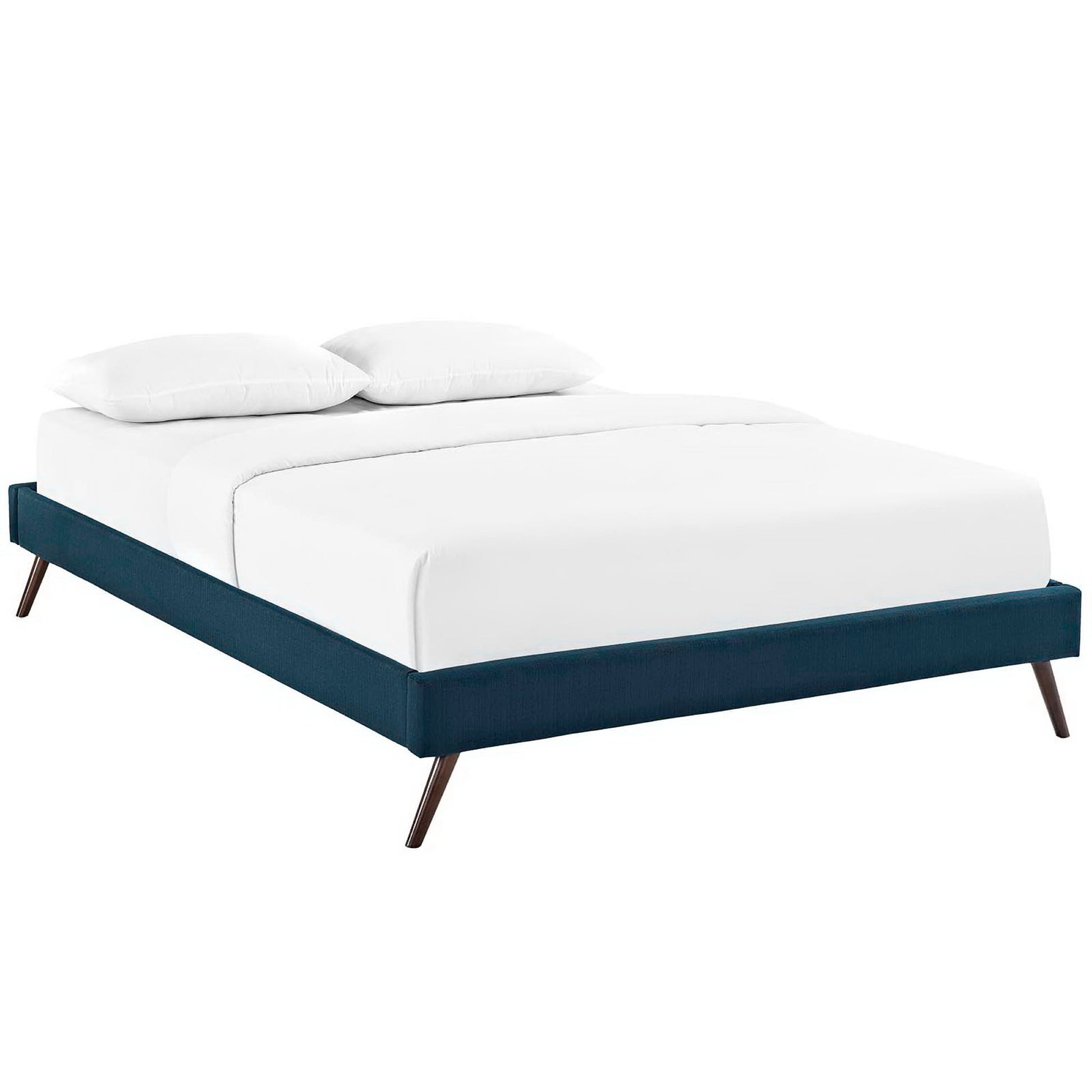 Helen Fabric Bed Frame with Round Splayed Legs - Azure