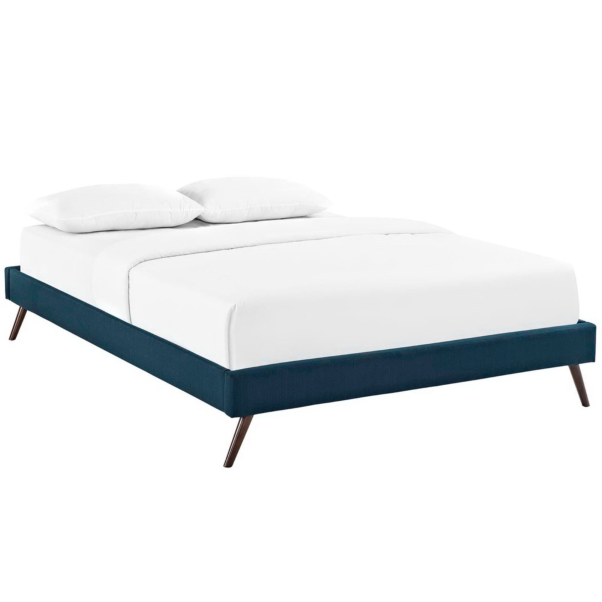 Helen Fabric Bed Frame with Round Splayed Legs - Azure