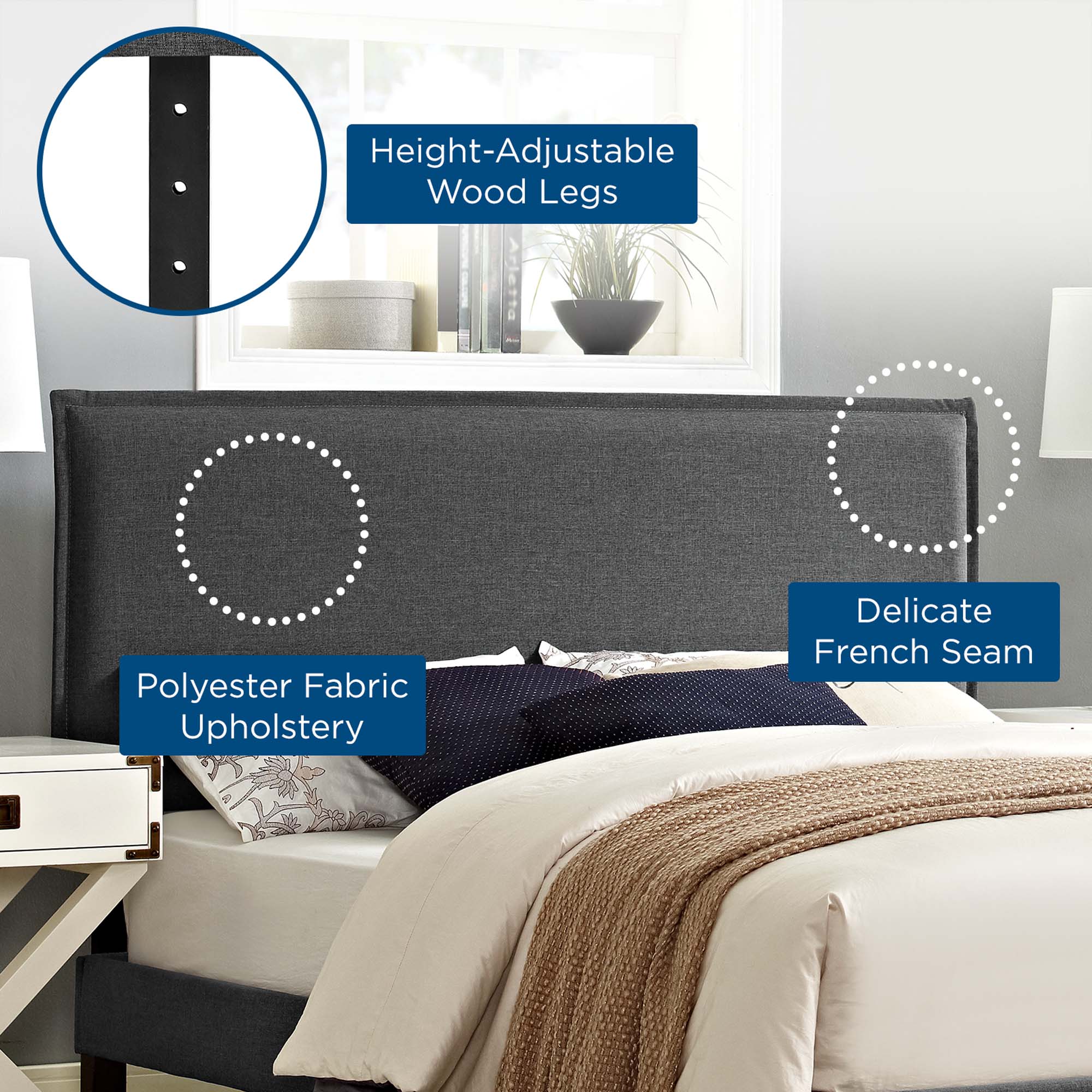 Camille Upholstered Fabric Full Headboard