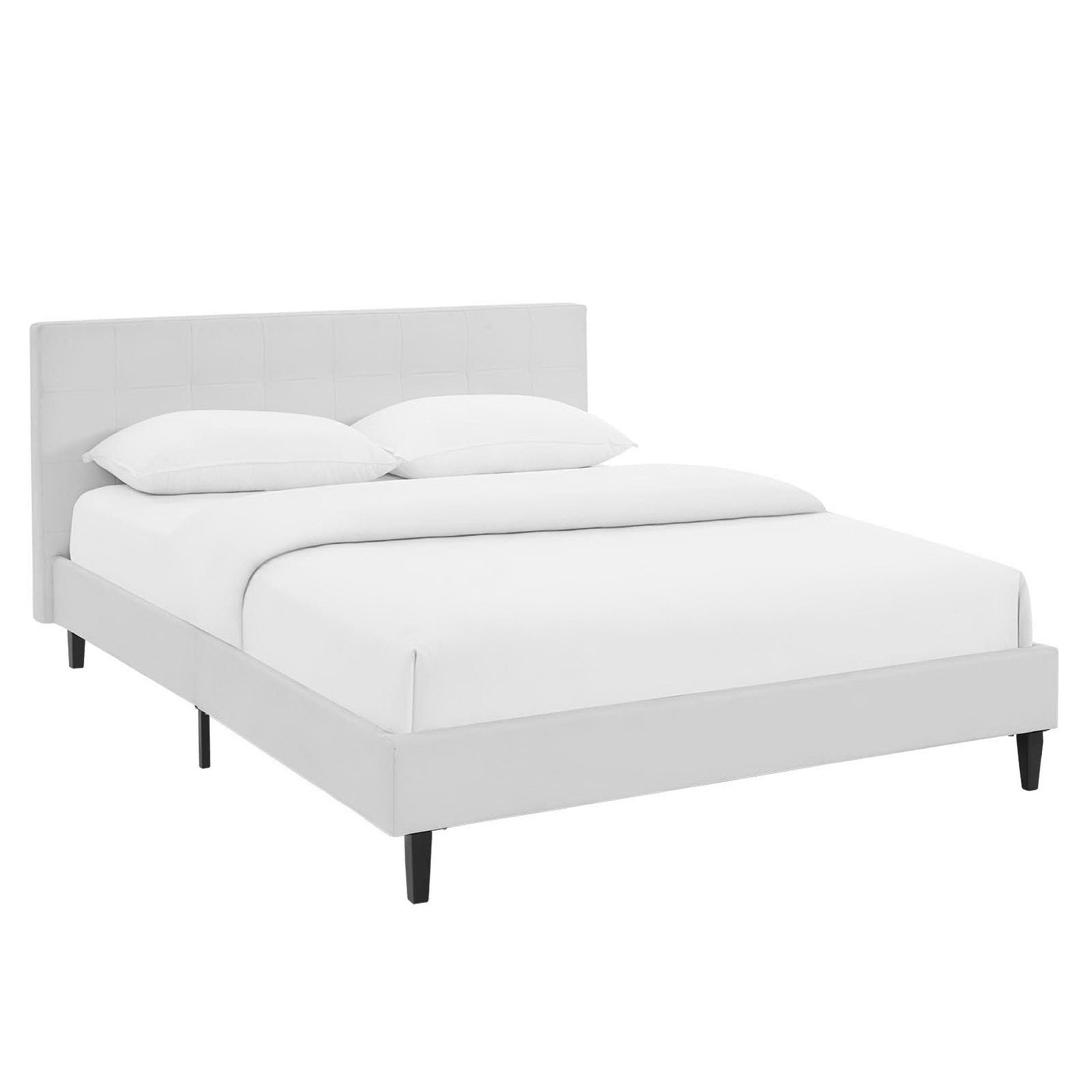 Linnea Faux Leather Queen Bed - White