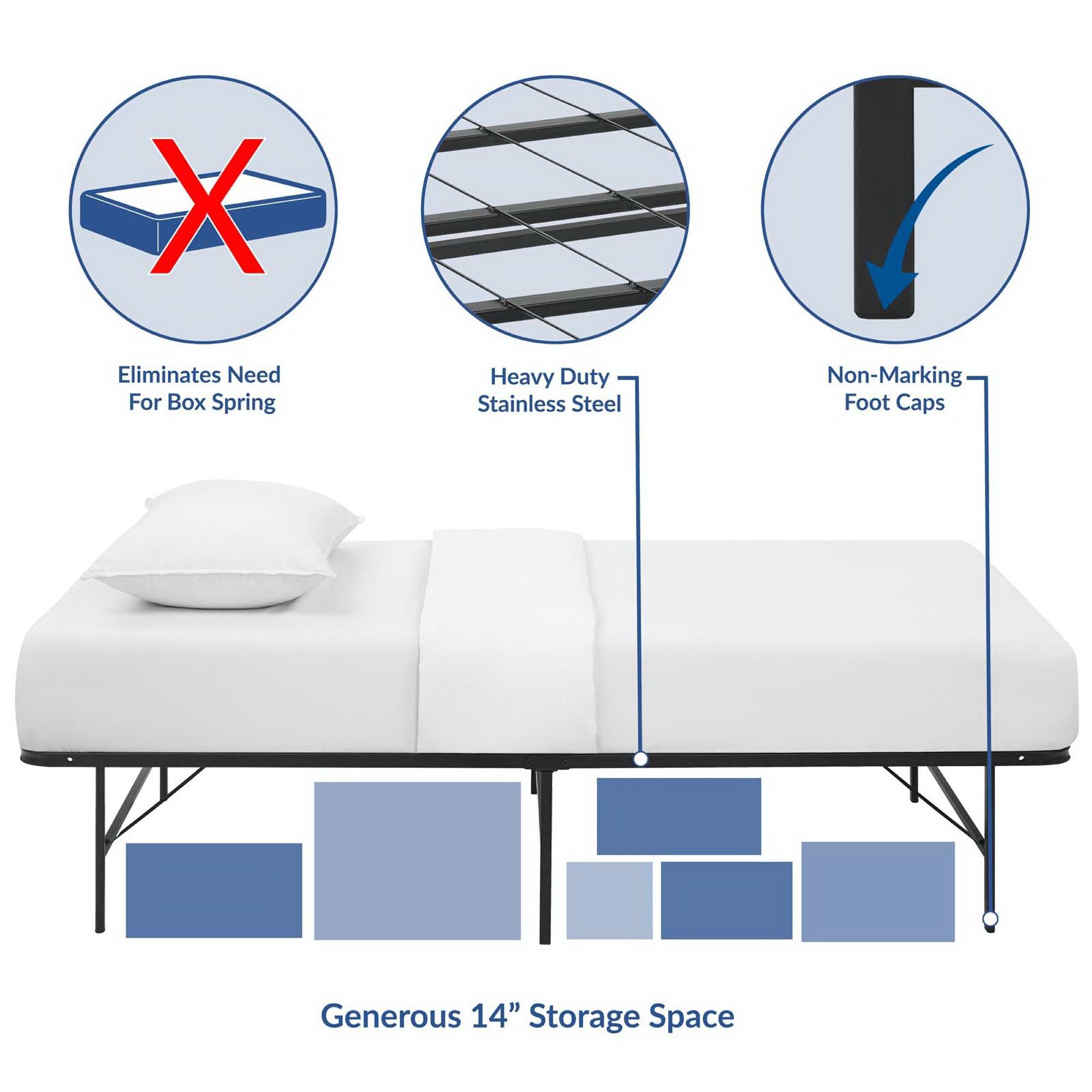 Horizon Stainless Steel Bed Frame - Gray
