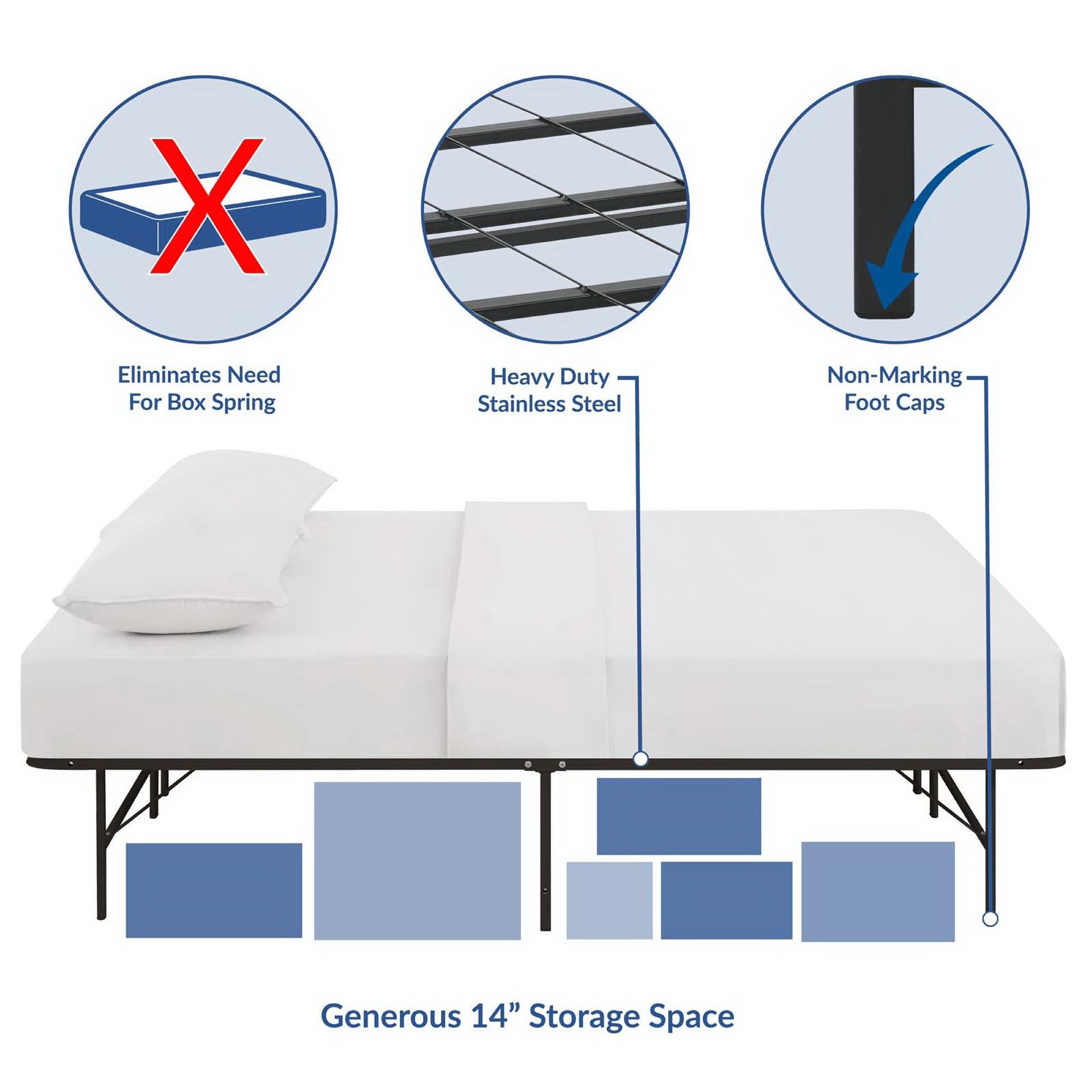 Horizon Stainless Steel Bed Frame - Gray