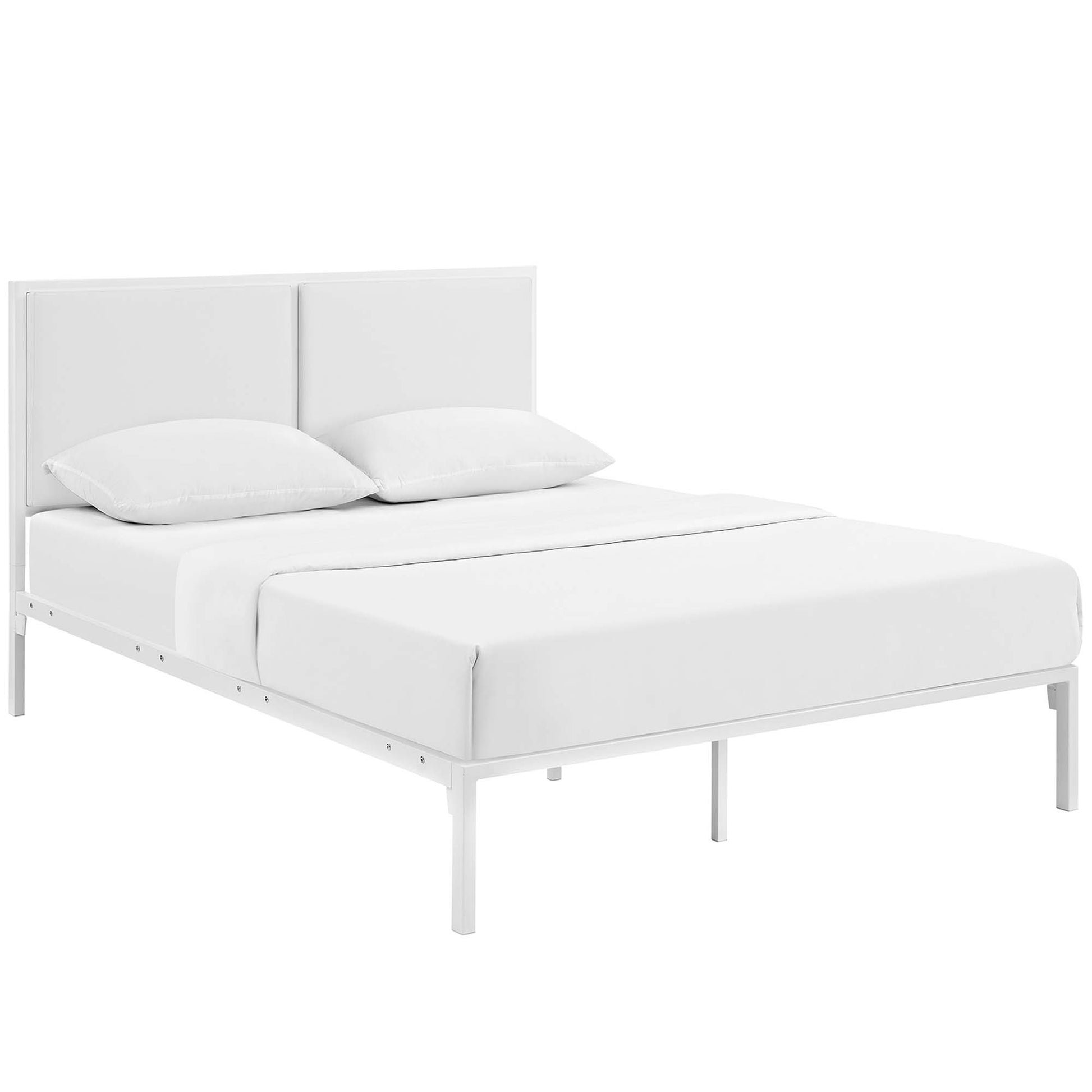 Della Fabric Bed - White White