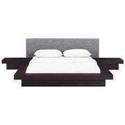Freja 3 Piece Fabric Queen Bedroom Set - Cappuccino Gray