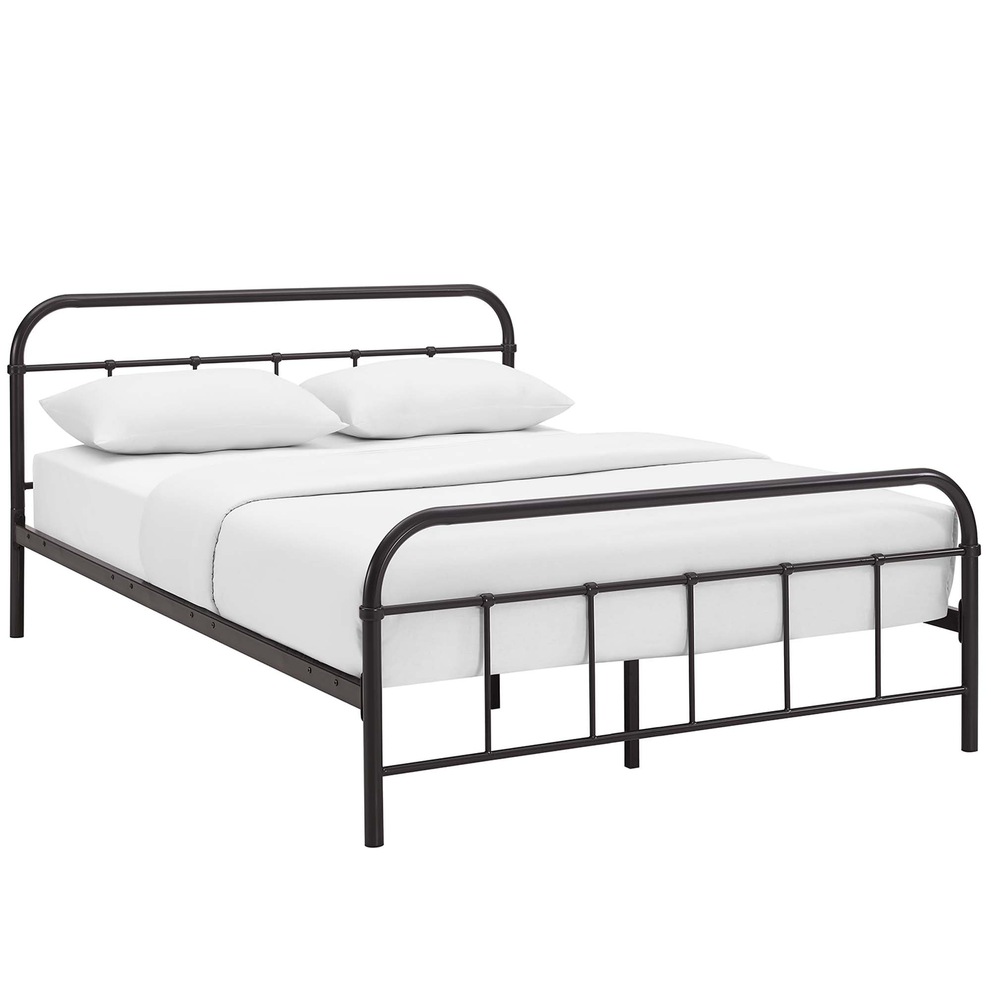Maisie Stainless Steel Queen Bed Frame - Brown
